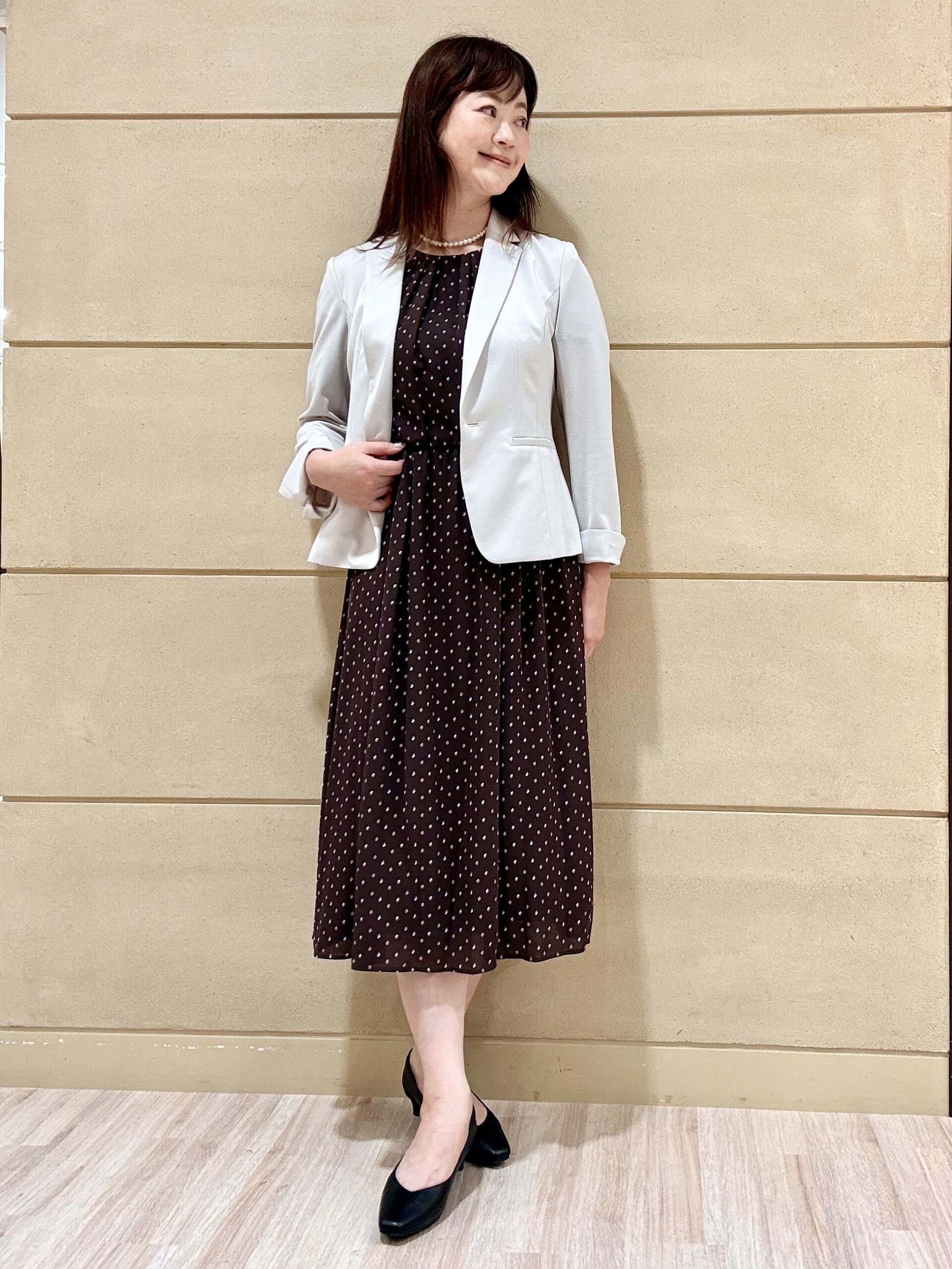 Marさんの「Reflect｜小紋柄ジョーゼットワンピース」を使ったコーディネート