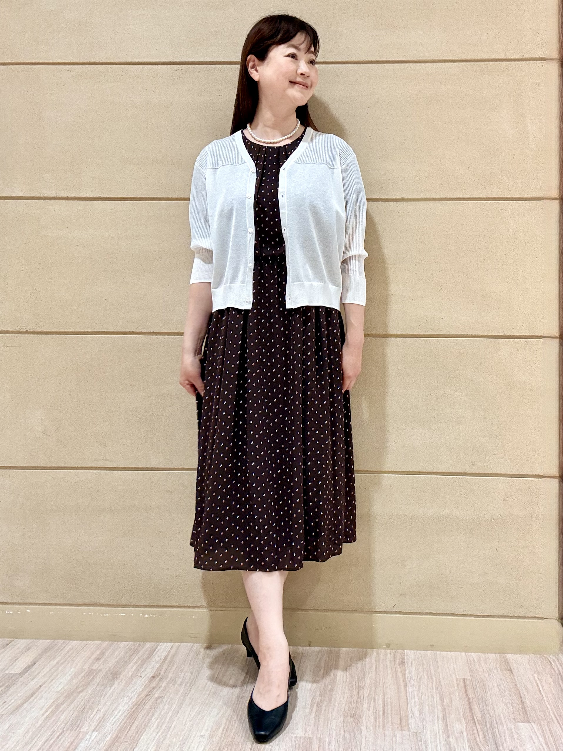Marさんの「Reflect｜小紋柄ジョーゼットワンピース」を使ったコーディネート