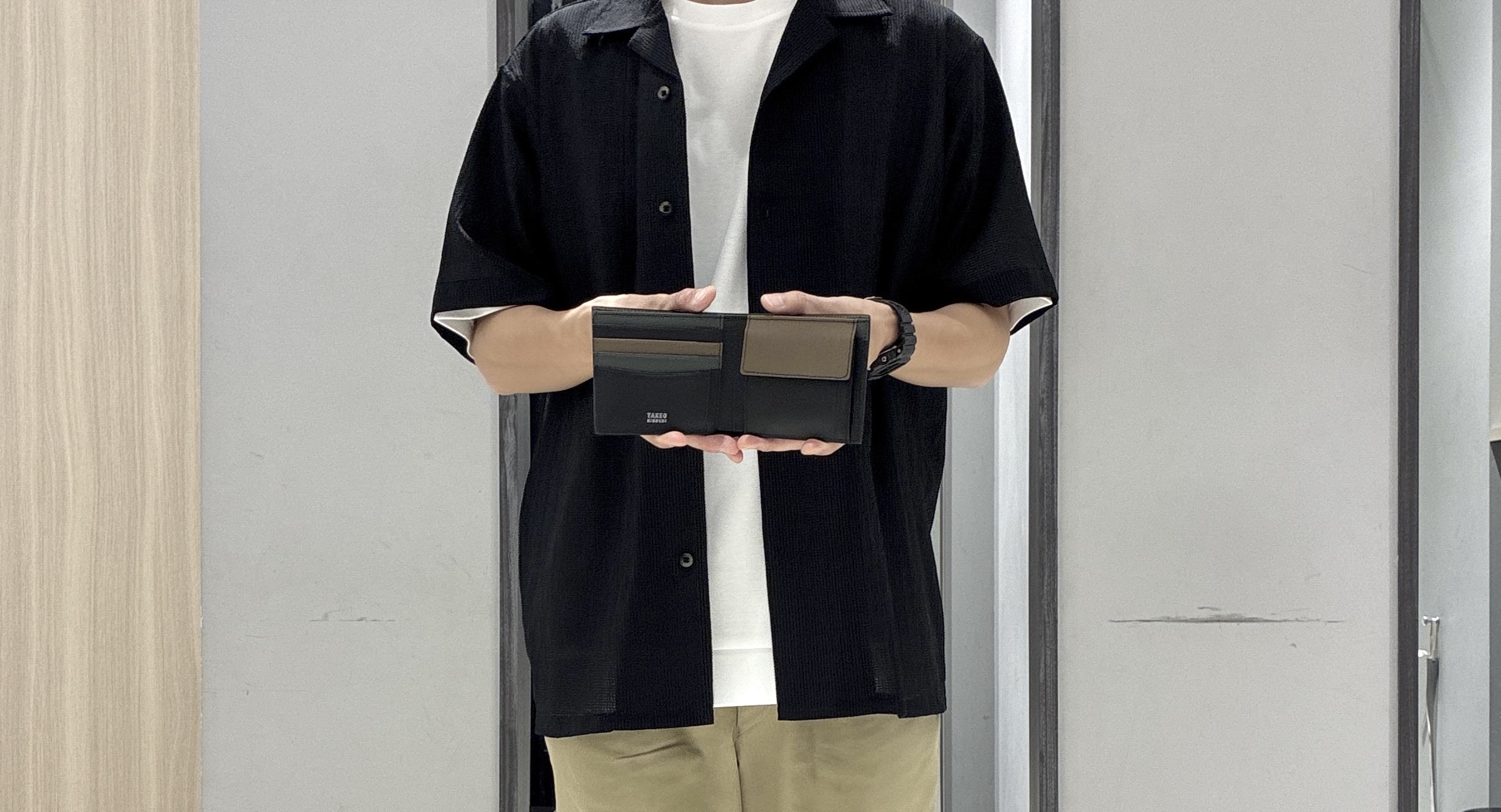 わいずみさんの「TAKEO KIKUCHI｜【通気性】トリコットサッカー オープンカラー シャツ」を使ったコーディネート