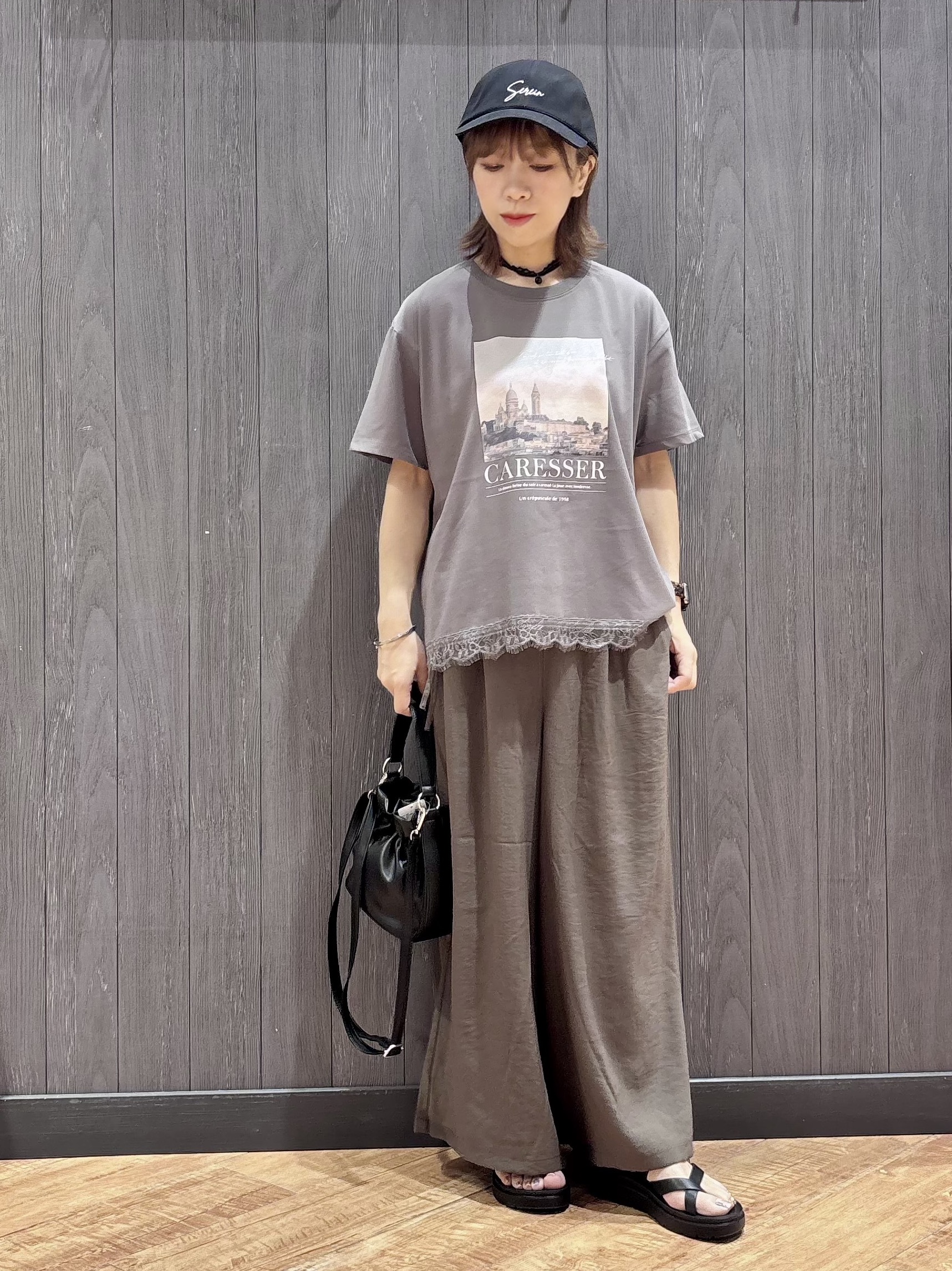 meiさんの「SHOO･LA･RUE｜【セットアップ可/洗濯機可】サラっと着られる 麻調リボン付きスカーチョパンツ」を使ったコーディネート