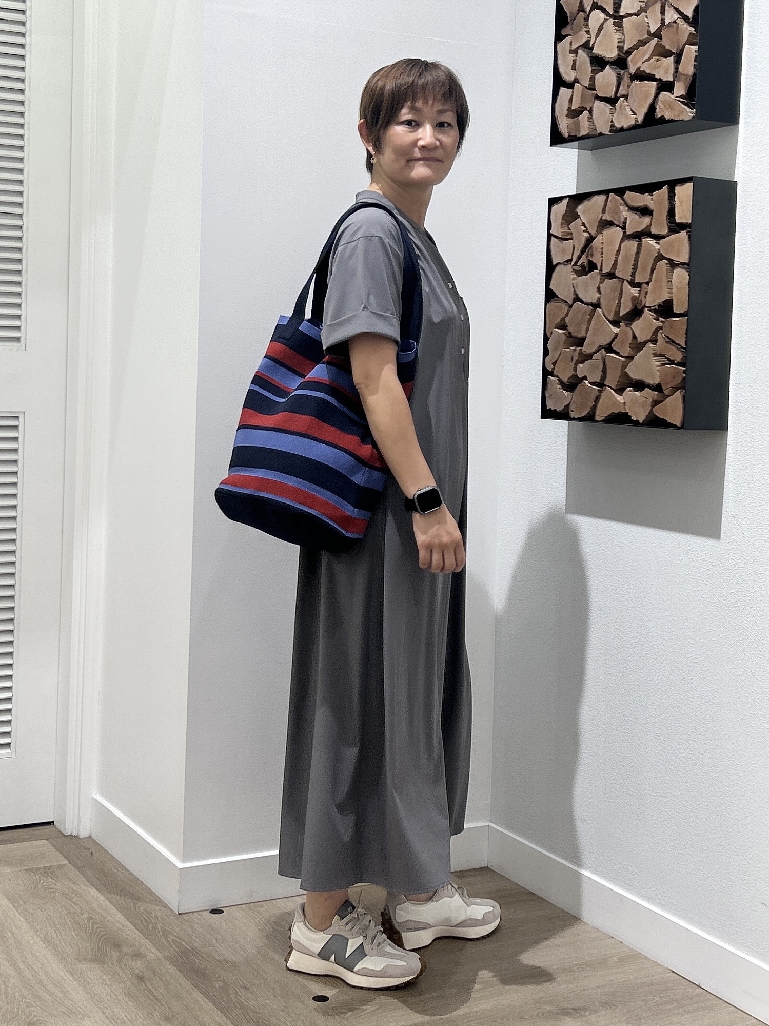 rairaiさんの「Dessin｜【接触冷感/UVカット】バンドカラーワンピース」を使ったコーディネート