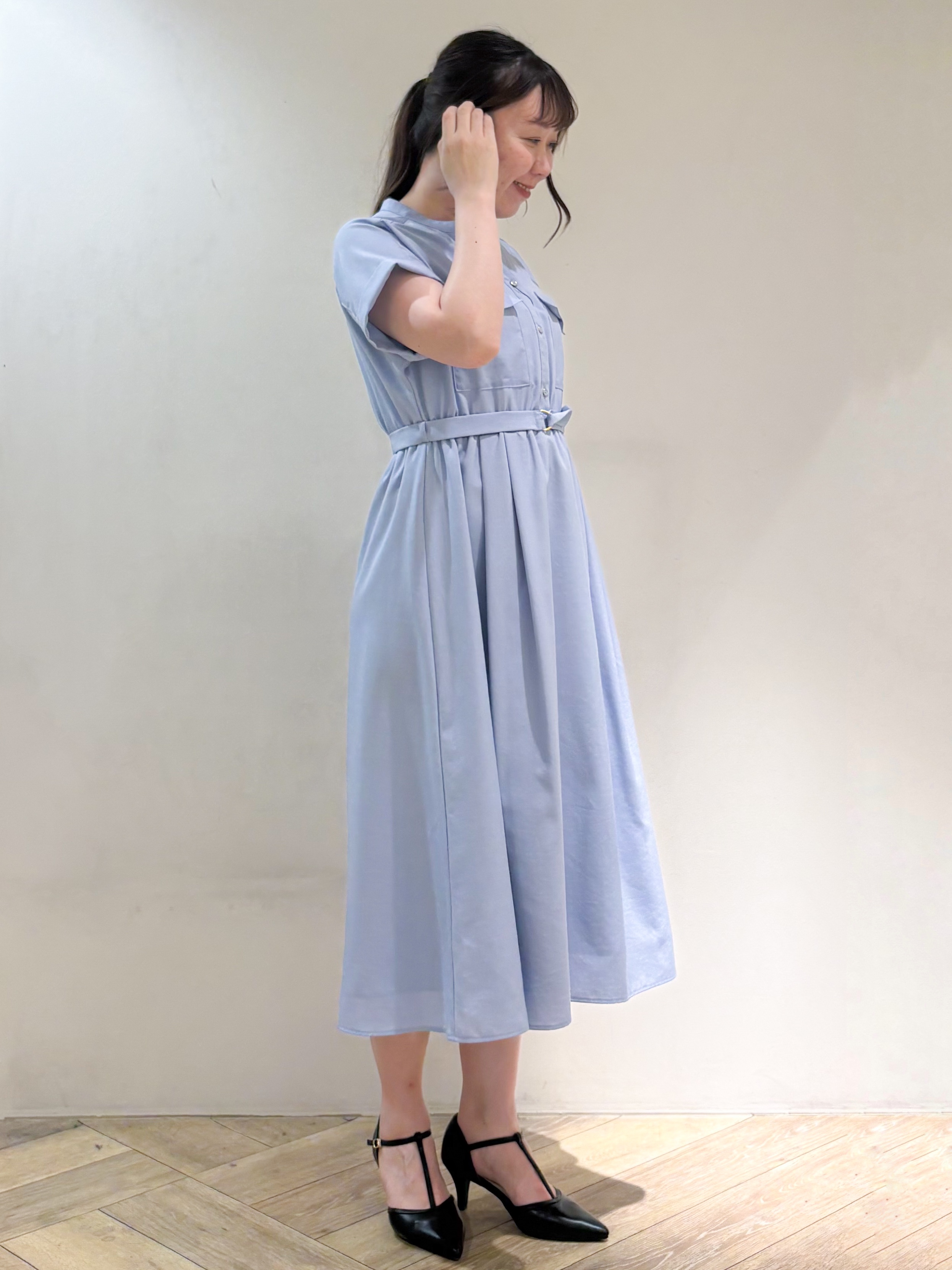 sayaさんの「index｜ダブルポケットスキッパーワンピース【防シワ／洗濯機OK】《XS～3L／6col》」を使ったコーディネート