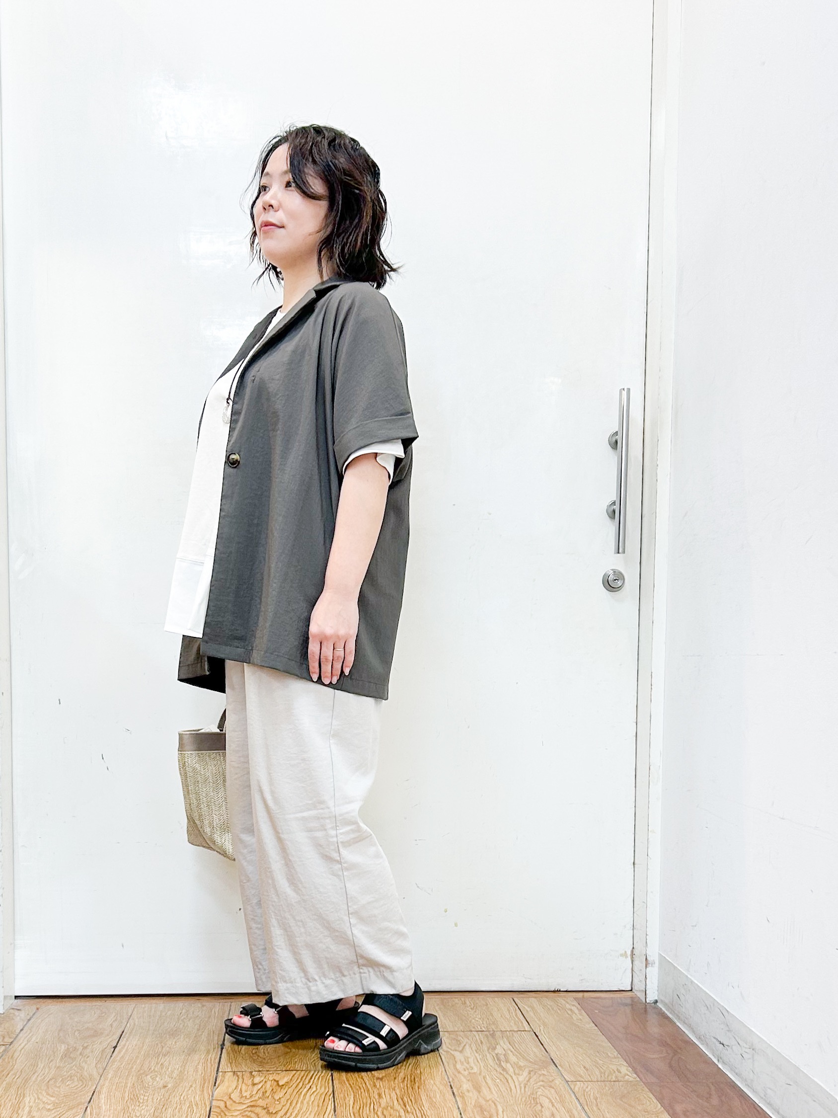 haruさんの「SHOO･LA･RUE｜【高レビュー/洗濯機可/セットアップ可】軽凛(かろりん) ひんやり半袖ジャケット」を使ったコーディネート