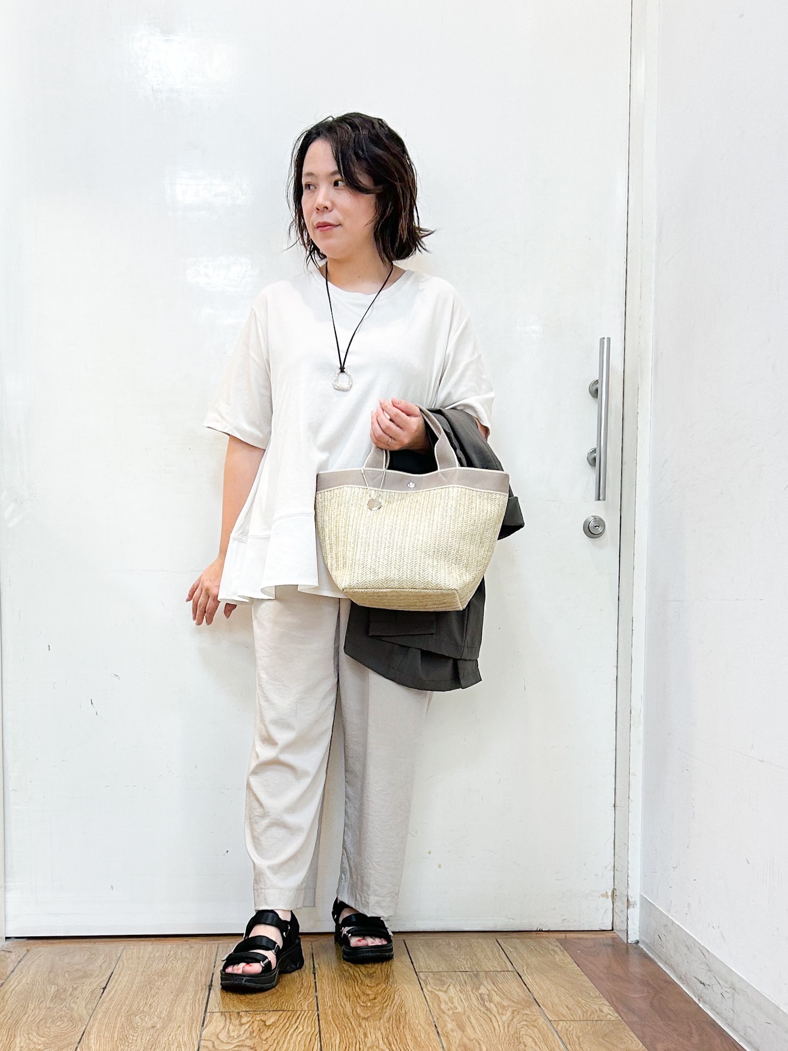 haruさんの「SHOO･LA･RUE｜【高レビュー/洗濯機可/セットアップ可】軽凛(かろりん) ひんやり半袖ジャケット」を使ったコーディネート