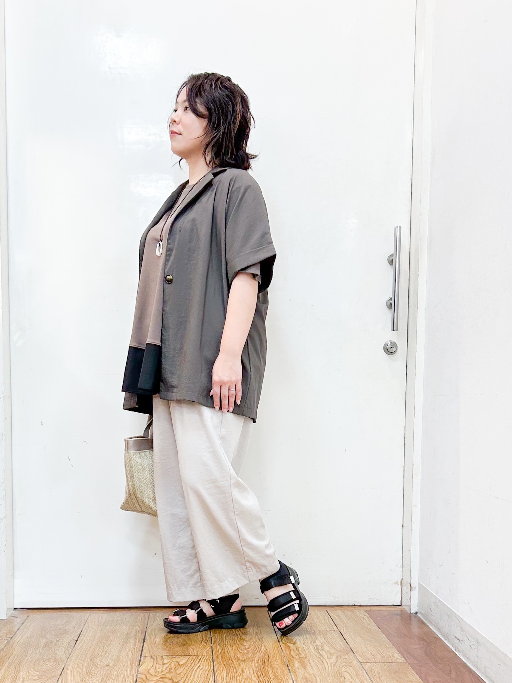 haruさんの「SHOO･LA･RUE｜【高レビュー/洗濯機可/セットアップ可】軽凛(かろりん) ひんやり半袖ジャケット」を使ったコーディネート