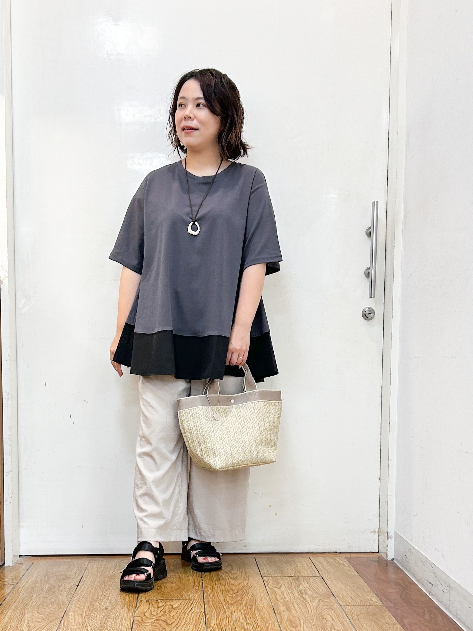 haruさんの「SHOO･LA･RUE｜【高レビュー/洗濯機可/セットアップ可】軽凛(かろりん) ひんやり半袖ジャケット」を使ったコーディネート