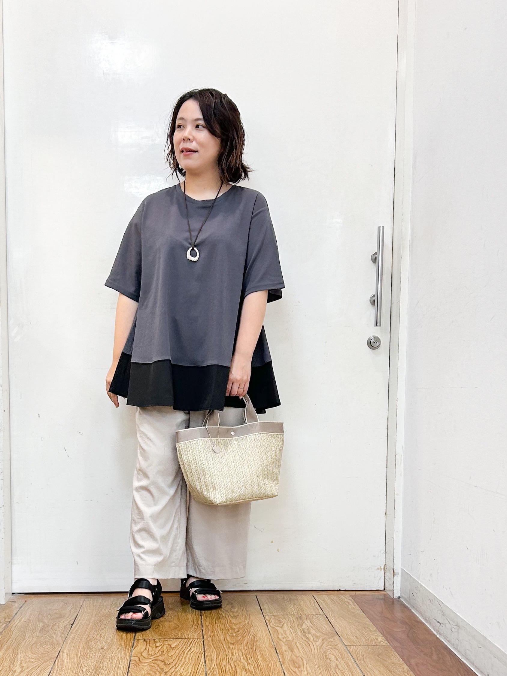 haruさんの「SHOO･LA･RUE｜【高レビュー/洗濯機可/セットアップ可】軽凛(かろりん) ひんやり半袖ジャケット」を使ったコーディネート