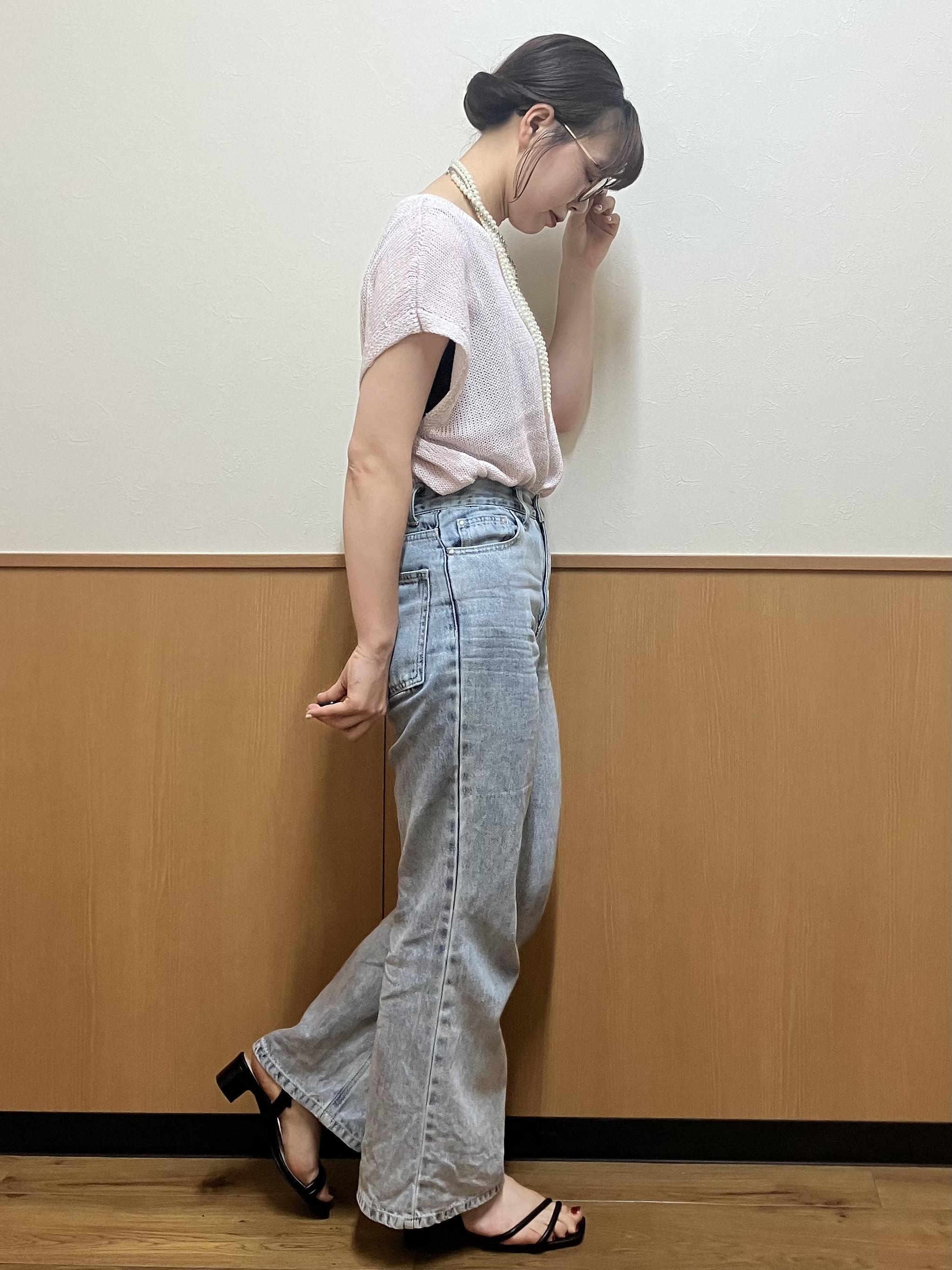 MAYUKIさんの「index｜ラメメッシュ フレンチスリーブニット【洗濯機OK】」を使ったコーディネート