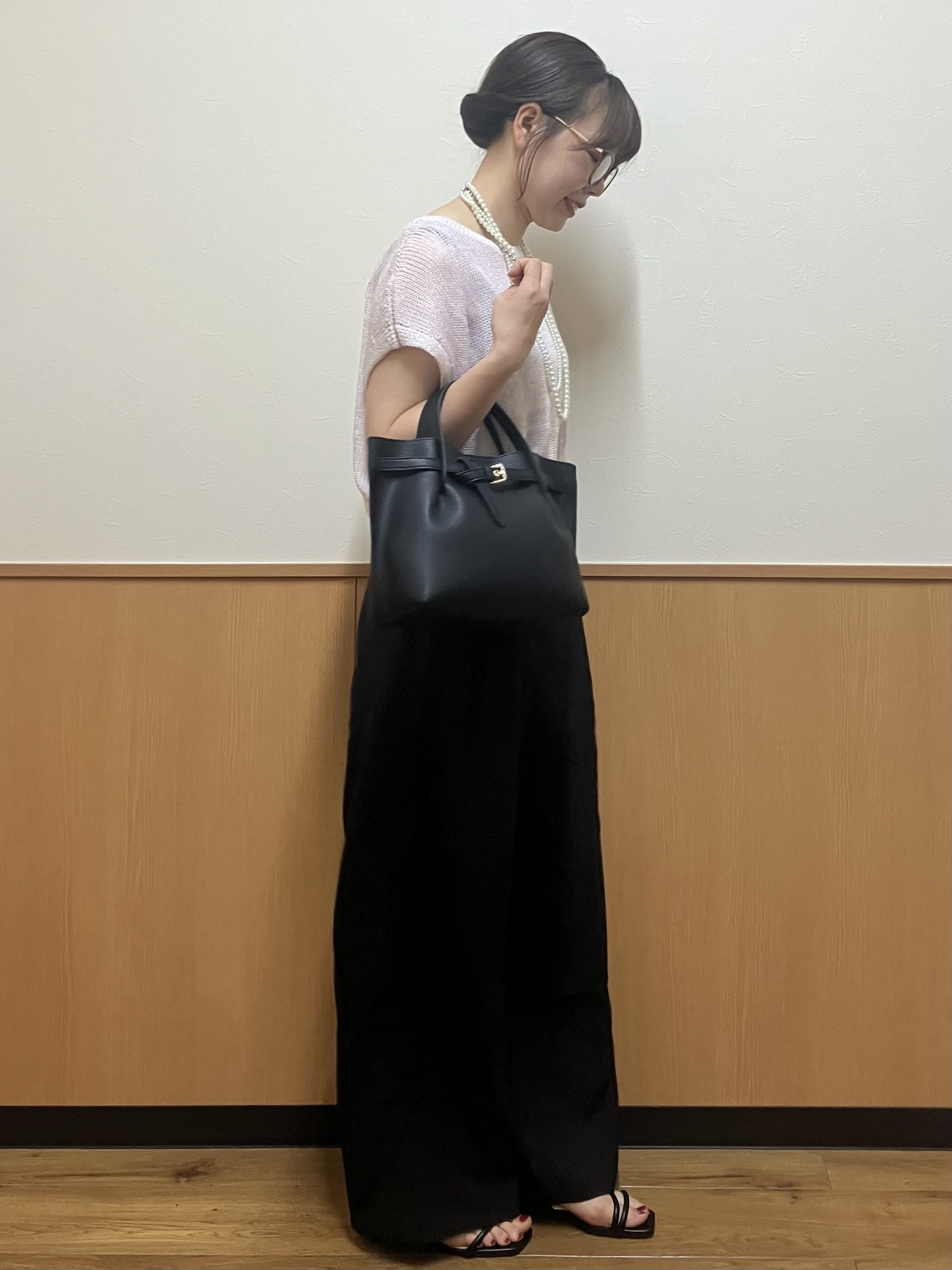 MAYUKIさんの「index｜ラメメッシュ フレンチスリーブニット【洗濯機OK】」を使ったコーディネート
