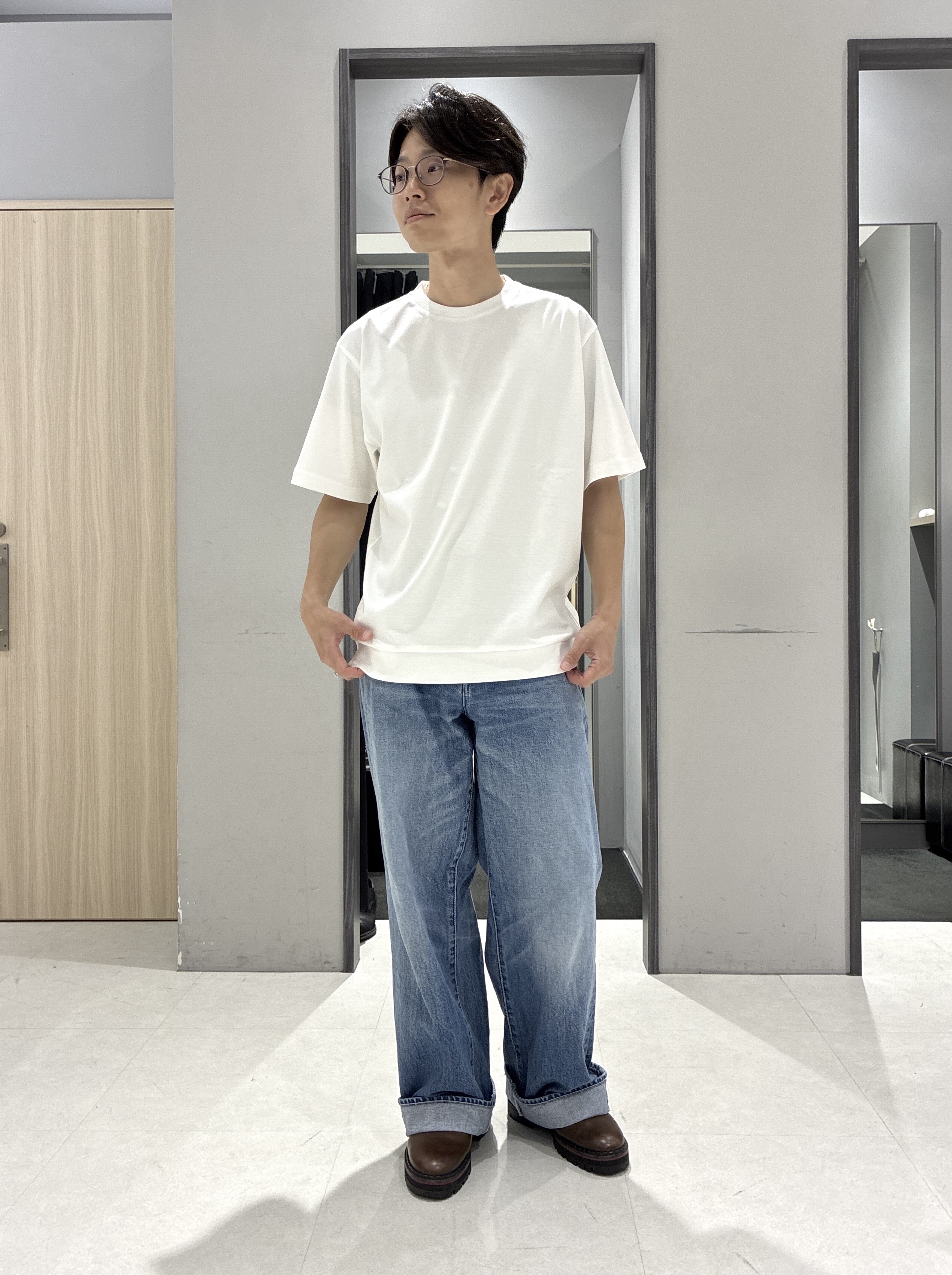 わいずみさんの「TAKEO KIKUCHI｜【通気性】トリコットサッカー オープンカラー シャツ」を使ったコーディネート