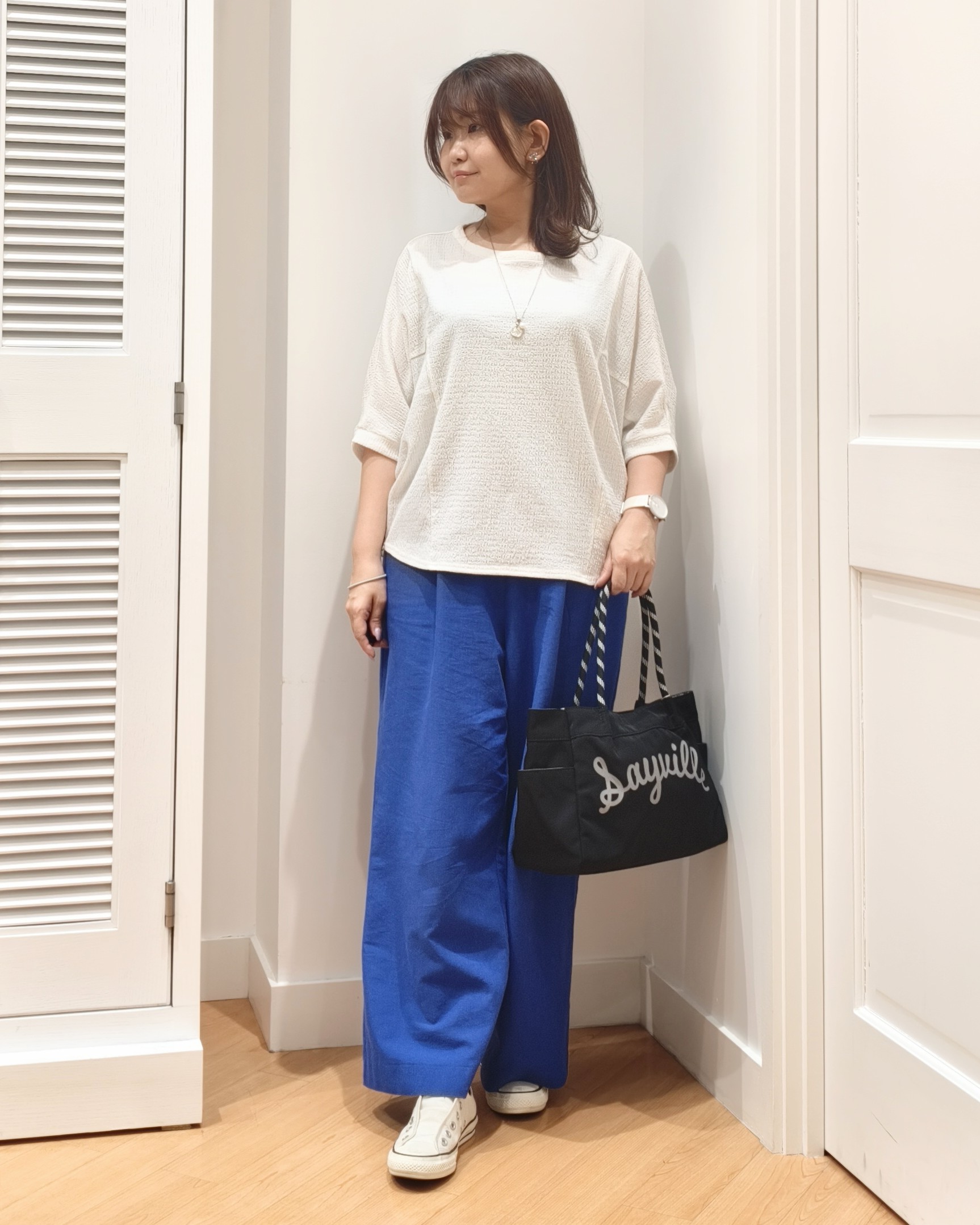 AIKOsanさんの「Dessin｜シュリンクジャージ カットソー」を使ったコーディネート
