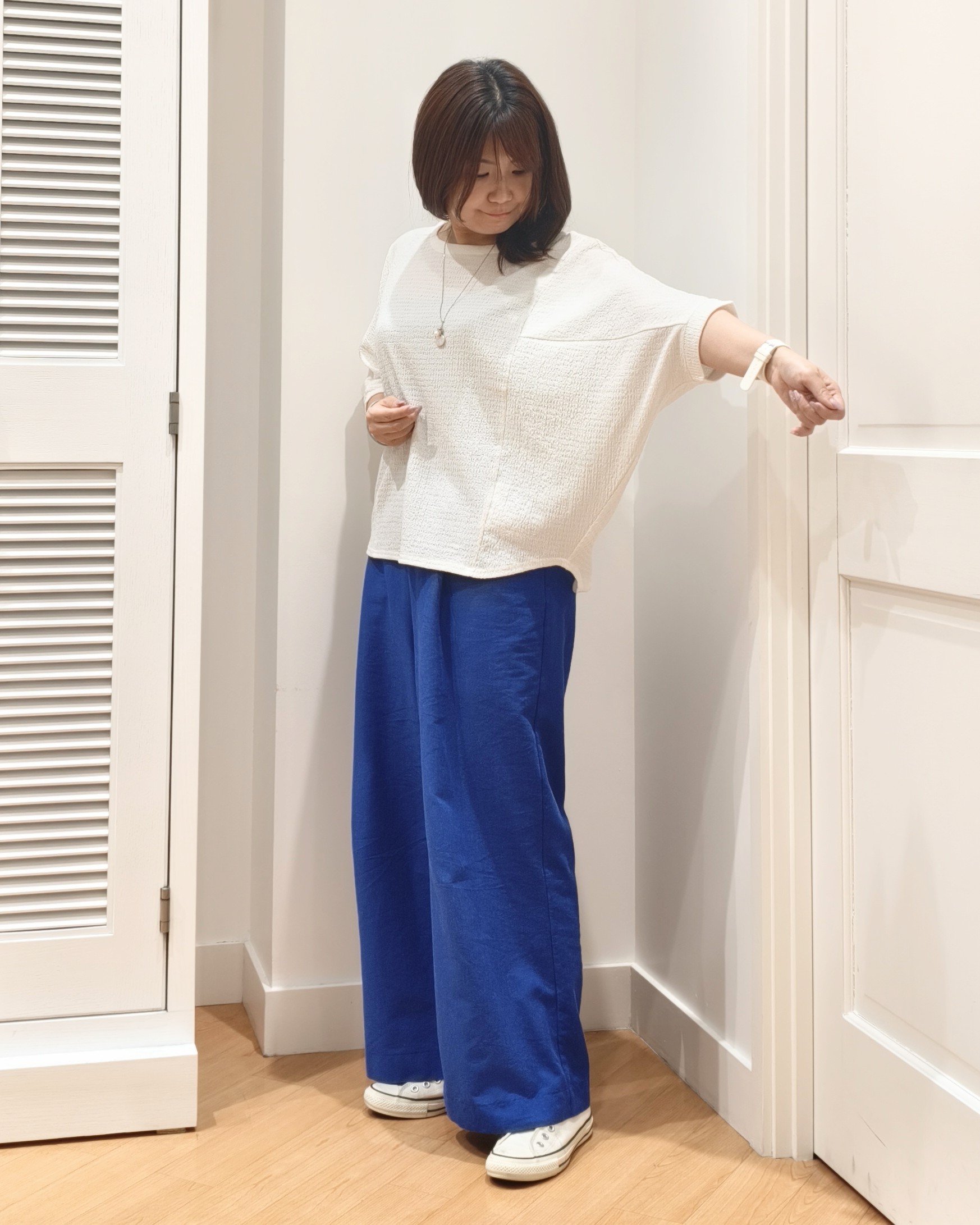 AIKOsanさんの「Dessin｜シュリンクジャージ カットソー」を使ったコーディネート