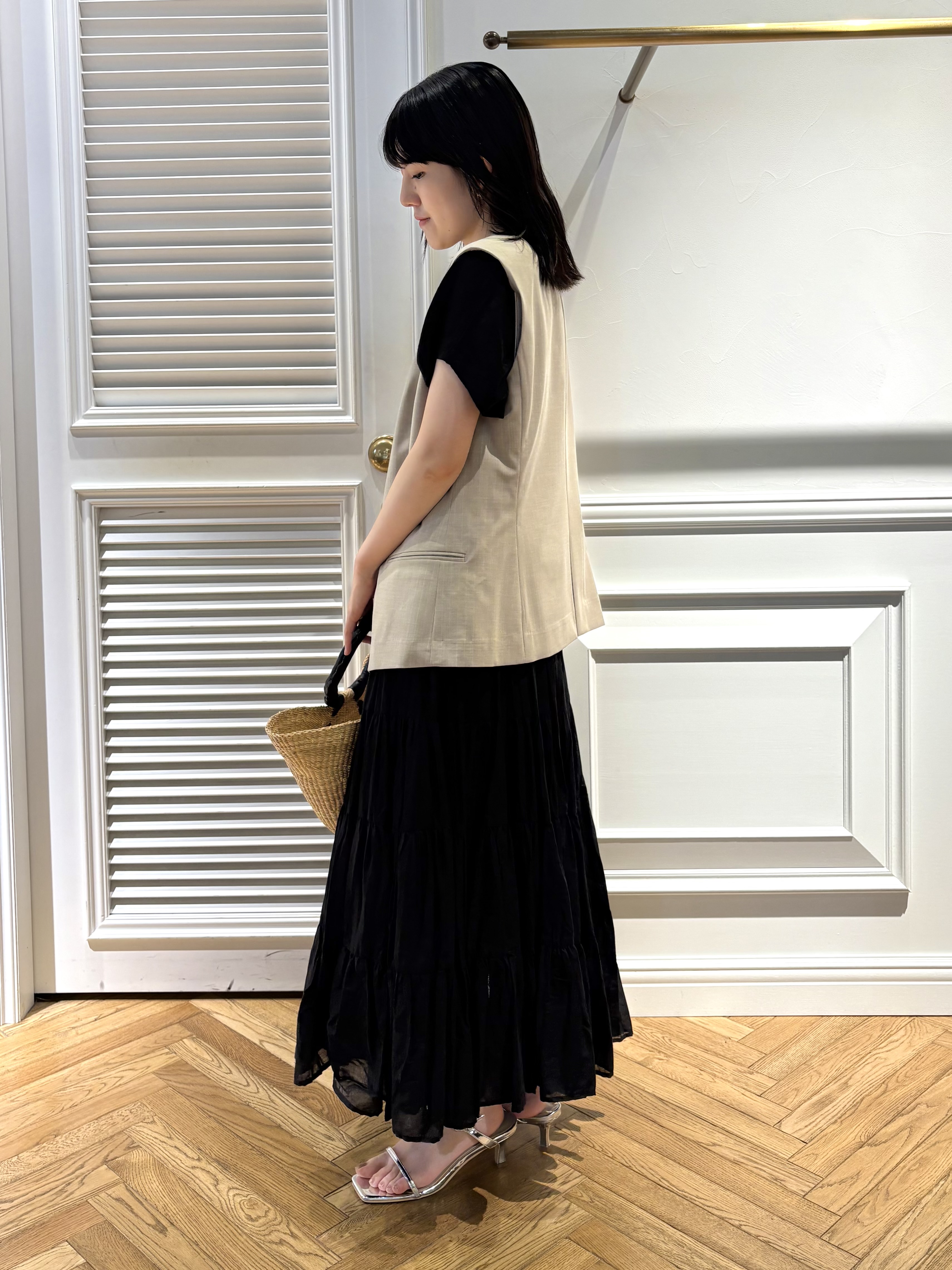 cocoさんの「DRESSTERIOR｜【セットアップ可/ウォッシャブル】セットアップストライプジレ」を使ったコーディネート
