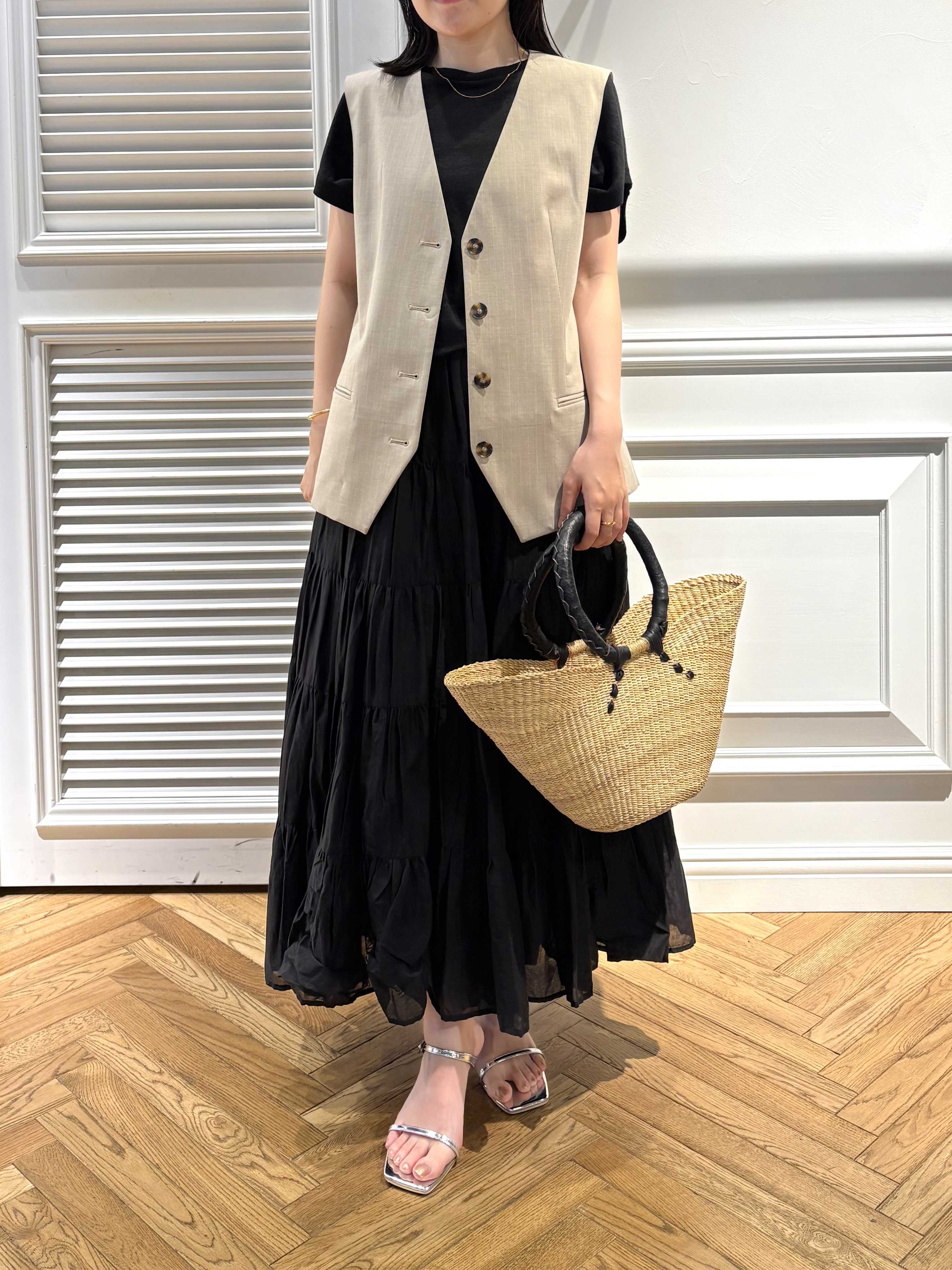 cocoさんの「DRESSTERIOR｜【セットアップ可/ウォッシャブル】セットアップストライプジレ」を使ったコーディネート