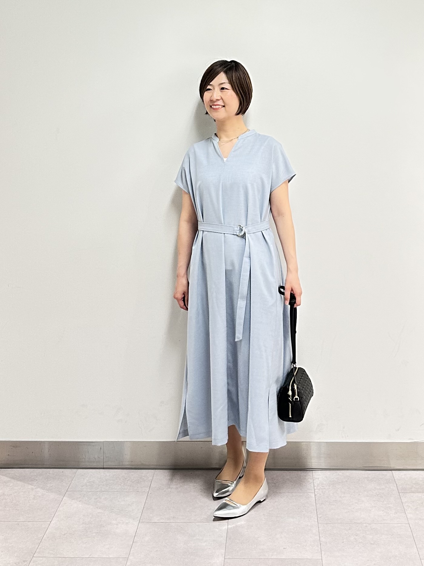 みなこさんの「UNTITLED｜【UV/接触冷感/遮熱/通気性】スラブバンドカラーワンピース」を使ったコーディネート