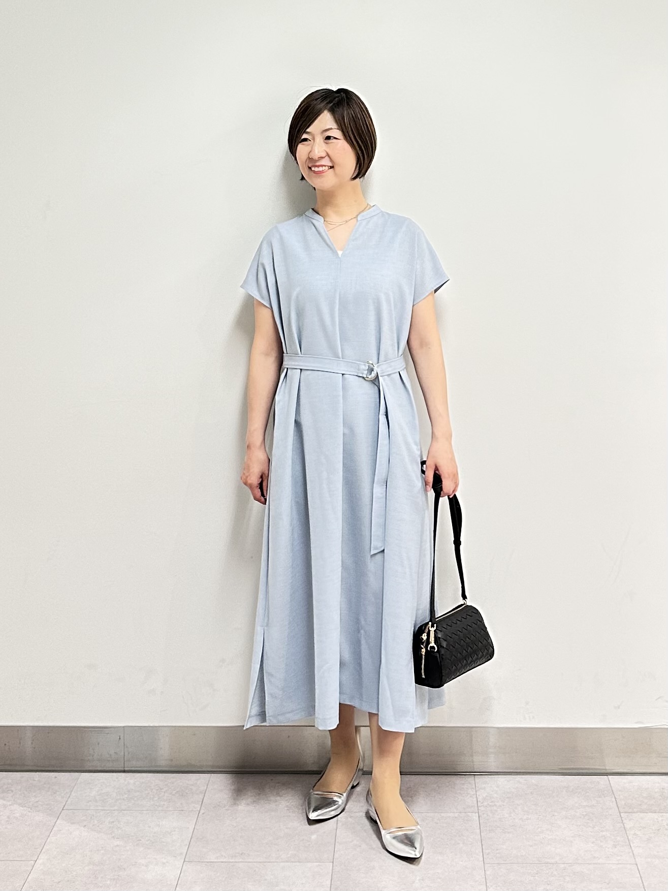 みなこさんの「UNTITLED｜【UV/接触冷感/遮熱/通気性】スラブバンドカラーワンピース」を使ったコーディネート