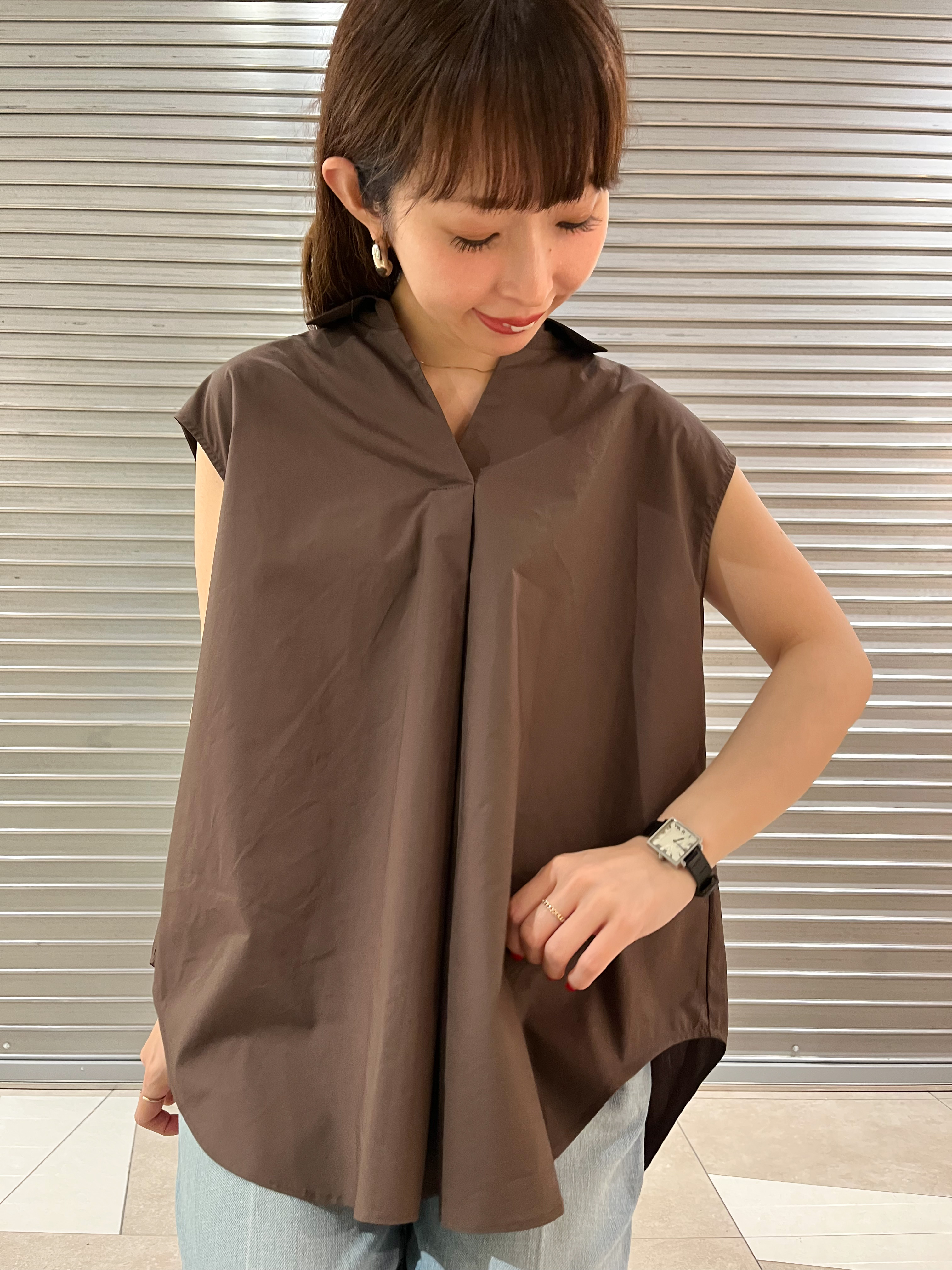 じゅんさんの「DRESSTERIOR｜フレンチスリーブ スキッパーブラウス」を使ったコーディネート