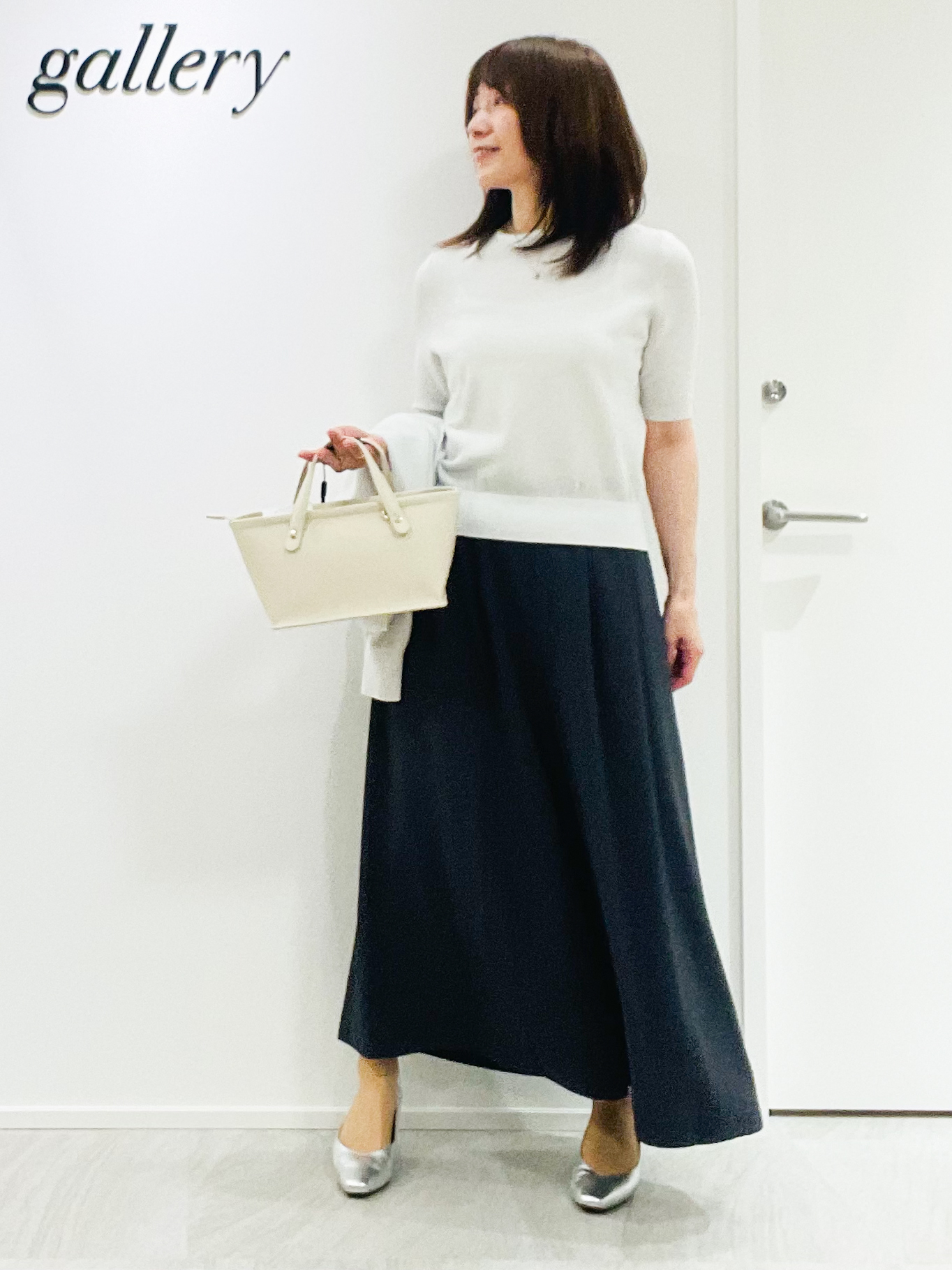 めいさんの「UNTITLED｜【アンサンブル可】ラメ混クルーネックカーディガン」を使ったコーディネート