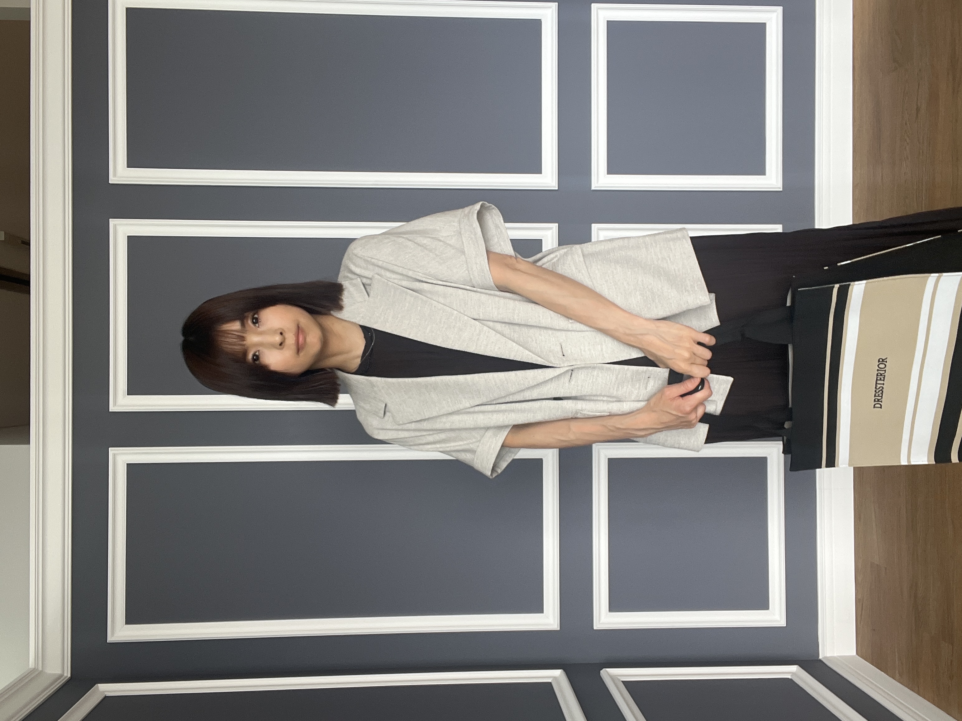 misaさんの「DRESSTERIOR｜【セットアップ可/UVカット/接触冷感/吸水速乾】ウォッシャブル リネンライクドルマンジャケット」を使ったコーディネート