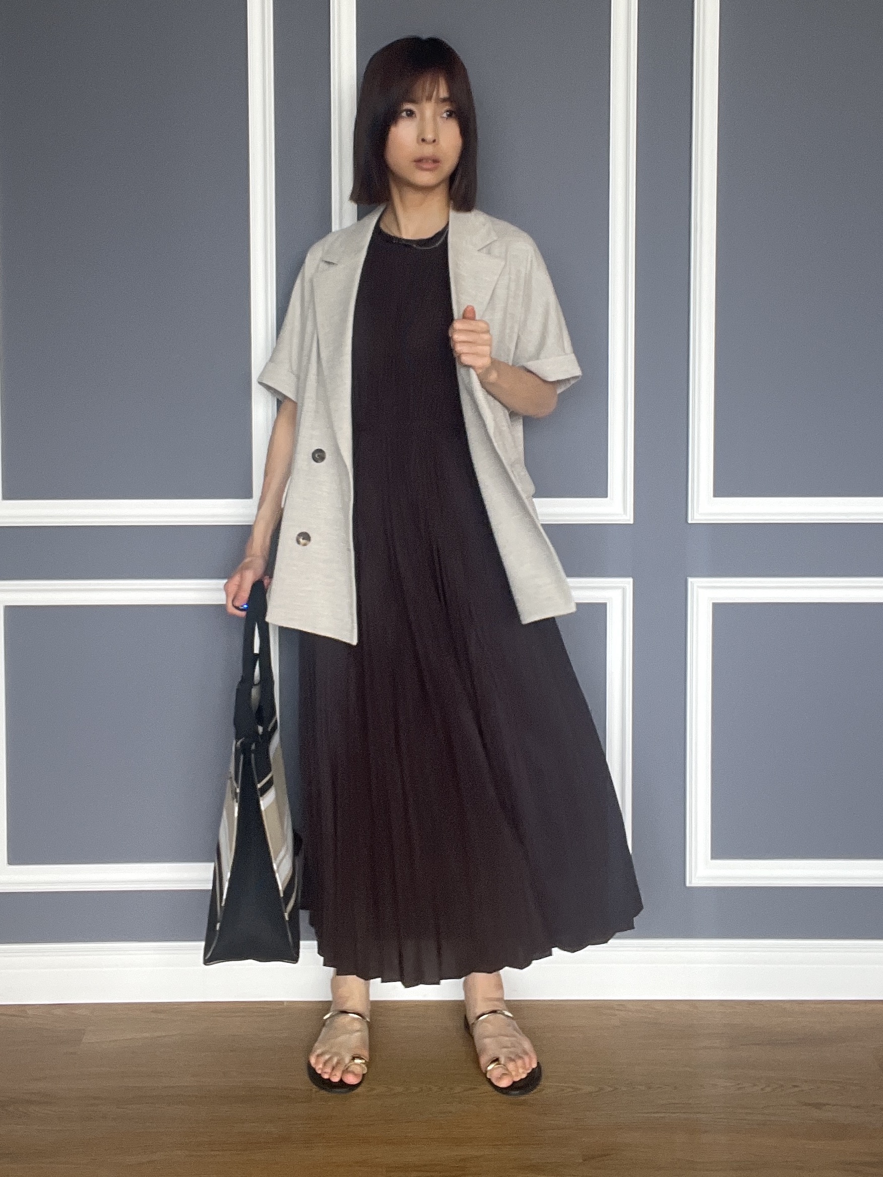 misaさんの「DRESSTERIOR｜【セットアップ可/UVカット/接触冷感/吸水速乾】ウォッシャブル リネンライクドルマンジャケット」を使ったコーディネート