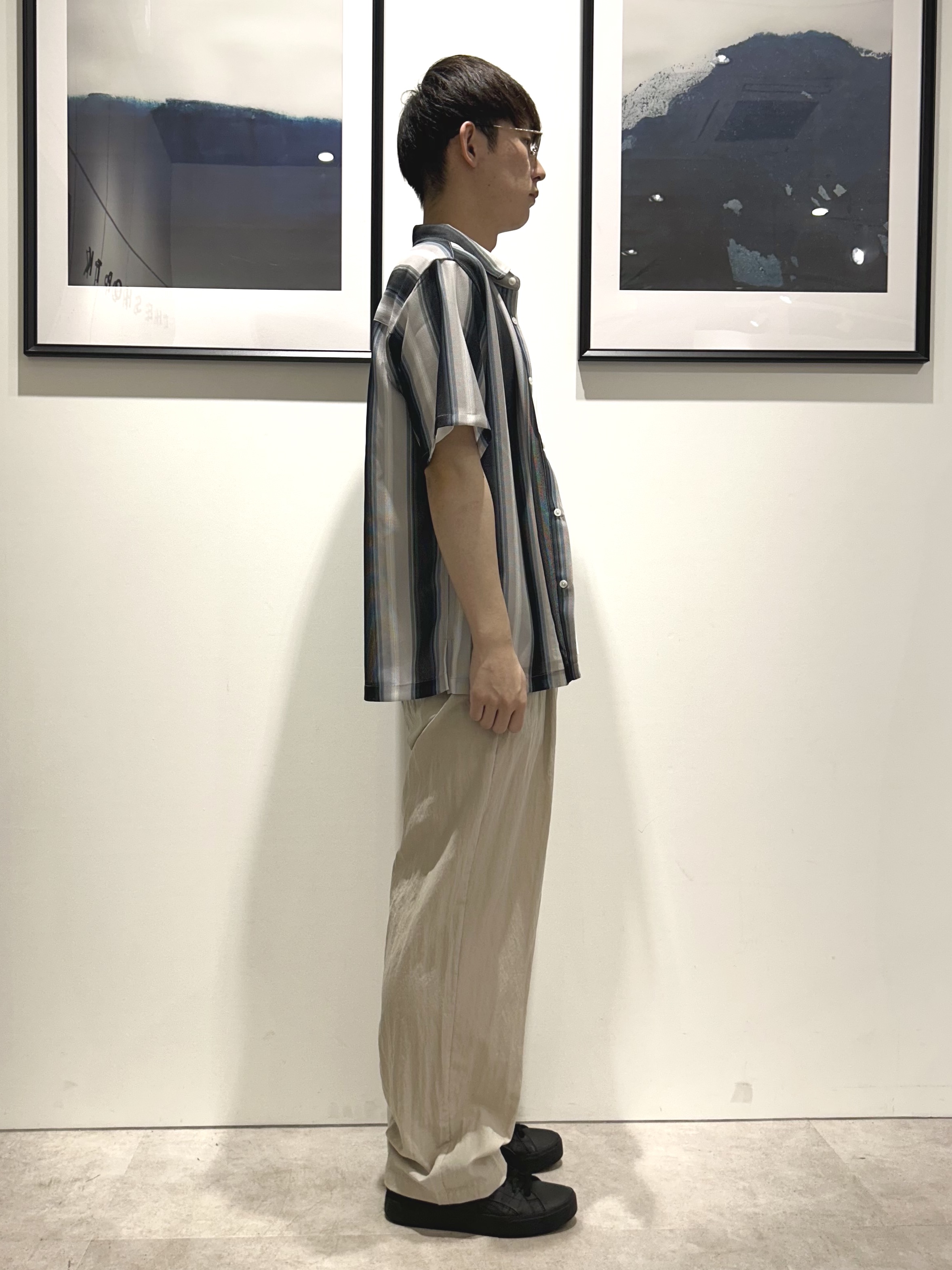 。さんの「THE SHOP TK｜メッシュ ストライプ半袖シャツ 洗濯機OK／通気性◎」を使ったコーディネート