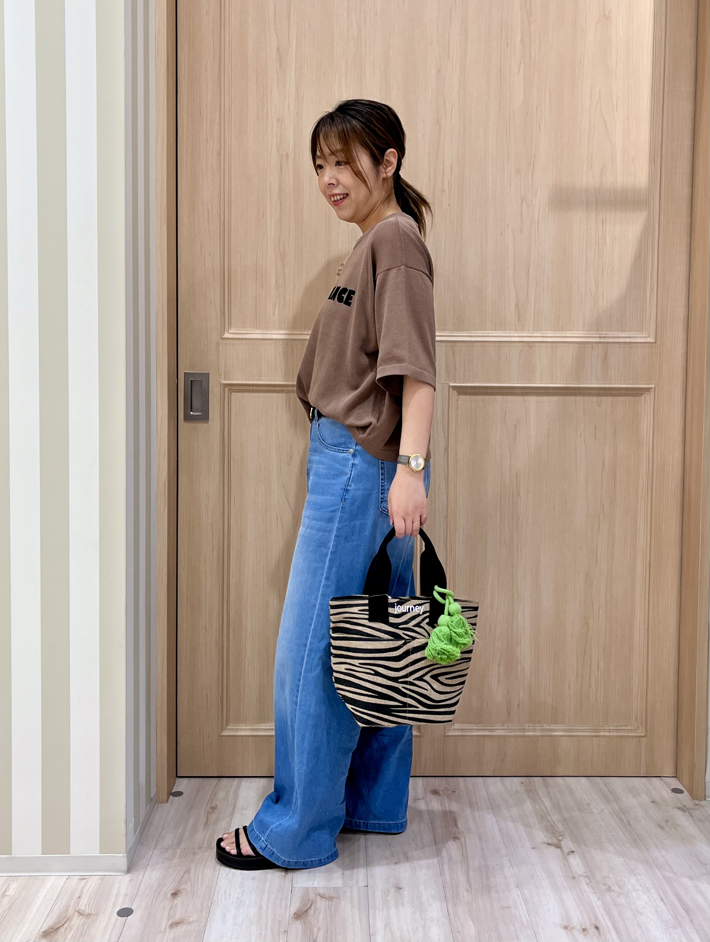 Kyokoさんの「SHOO･LA･RUE｜【体型カバー】程よい透け感 デザインアソート 5分袖シアーニット」を使ったコーディネート