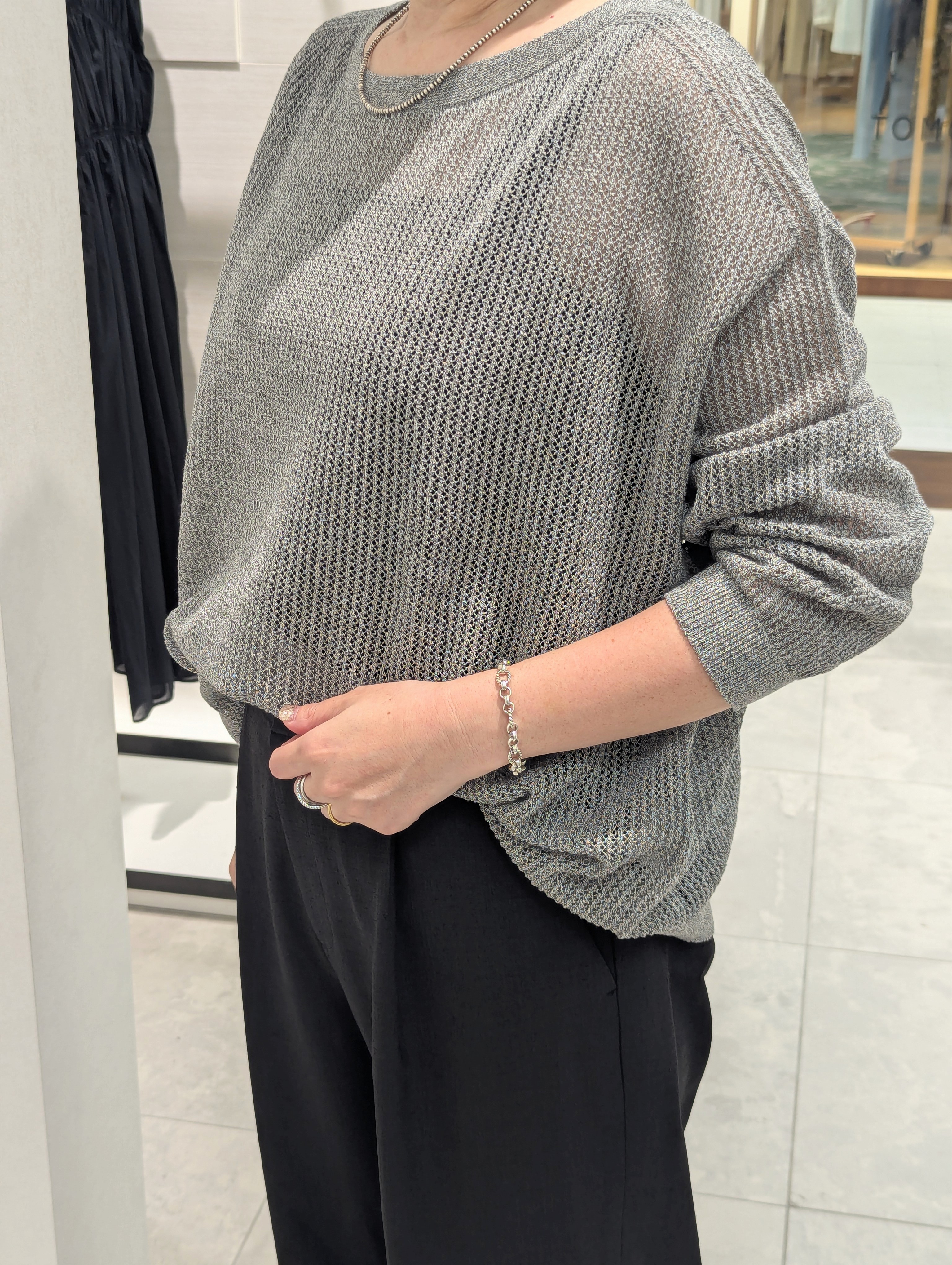 odaさんの「UNTITLED｜シアーメッシュニット」を使ったコーディネート