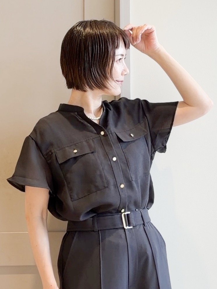 yamakoさんの「grove｜【洗濯機OK・ひんやり/SETUP可】シワになりにくい、フレアスリーブブラウス」を使ったコーディネート