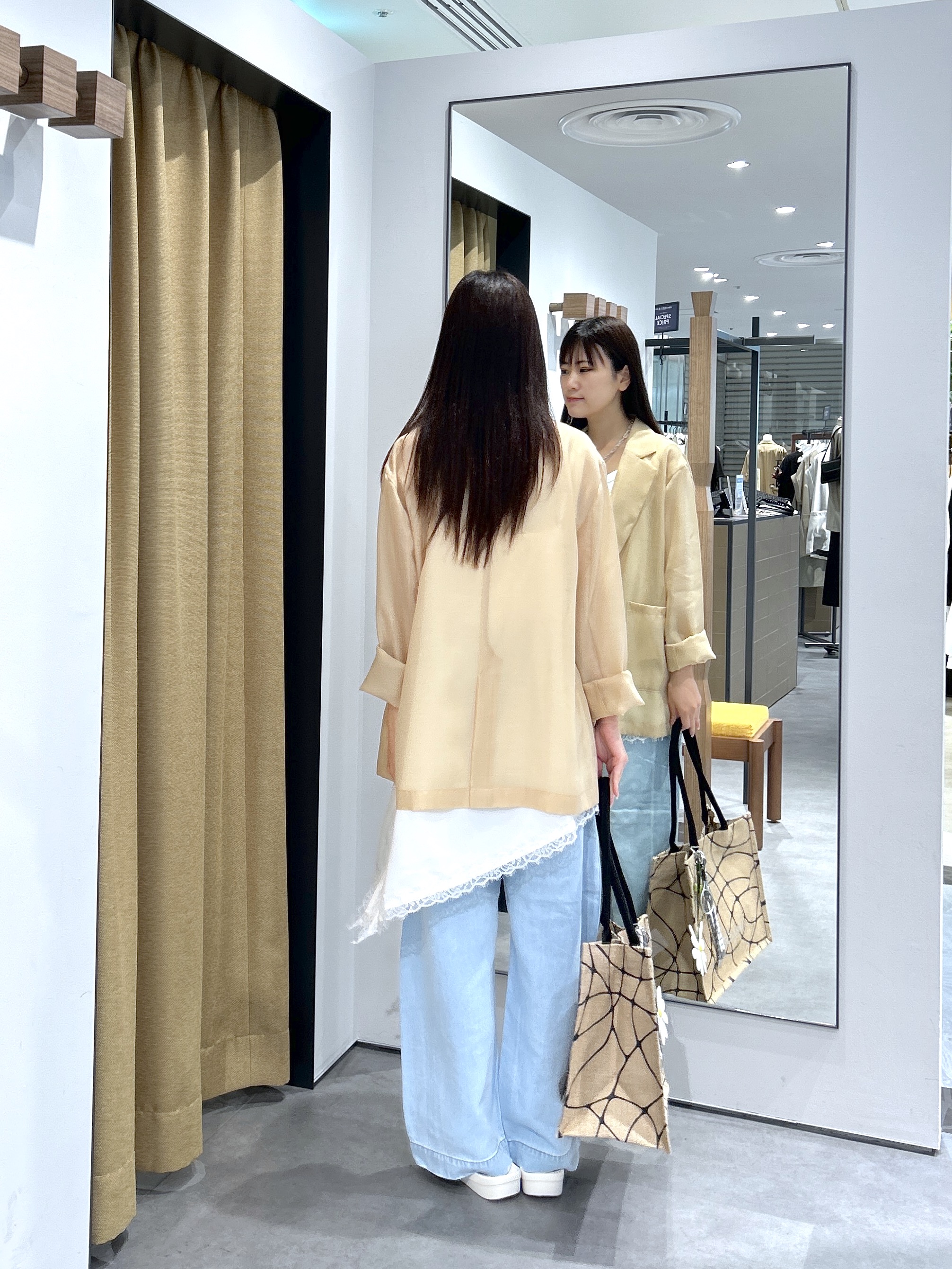 Renoさんの「INDIVI｜シアーシャツジャケット【接触冷感】」を使ったコーディネート