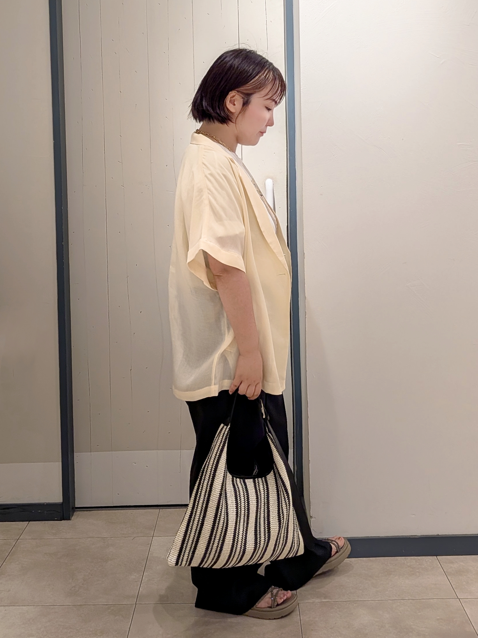 yukikaさんの「grove｜【洗濯機OK・ひんやり/SETUP可】シワになりにくいハーフスリーブジャケット」を使ったコーディネート