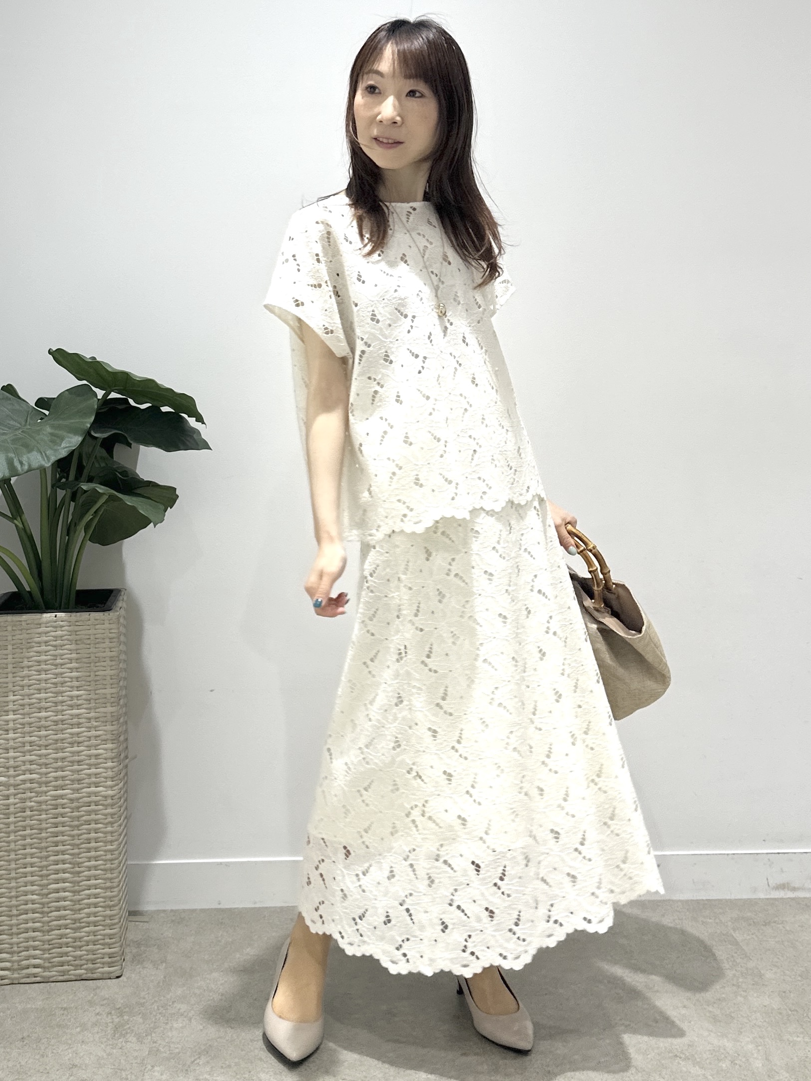 Miwaさんの「UNTITLED｜【セットアップ可能】リーフレースブラウス」を使ったコーディネート
