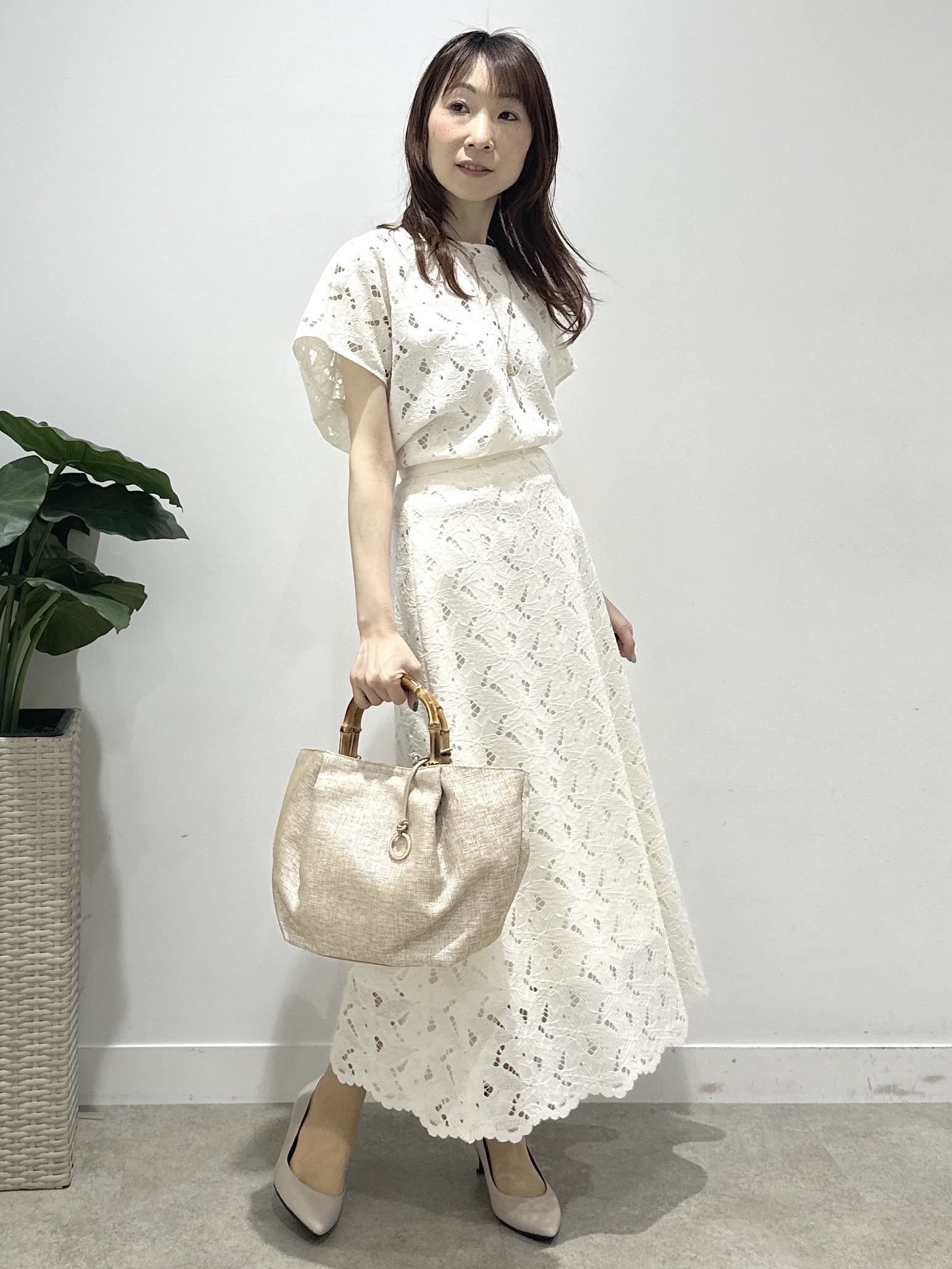 Miwaさんの「UNTITLED｜【セットアップ可能】リーフレースブラウス」を使ったコーディネート