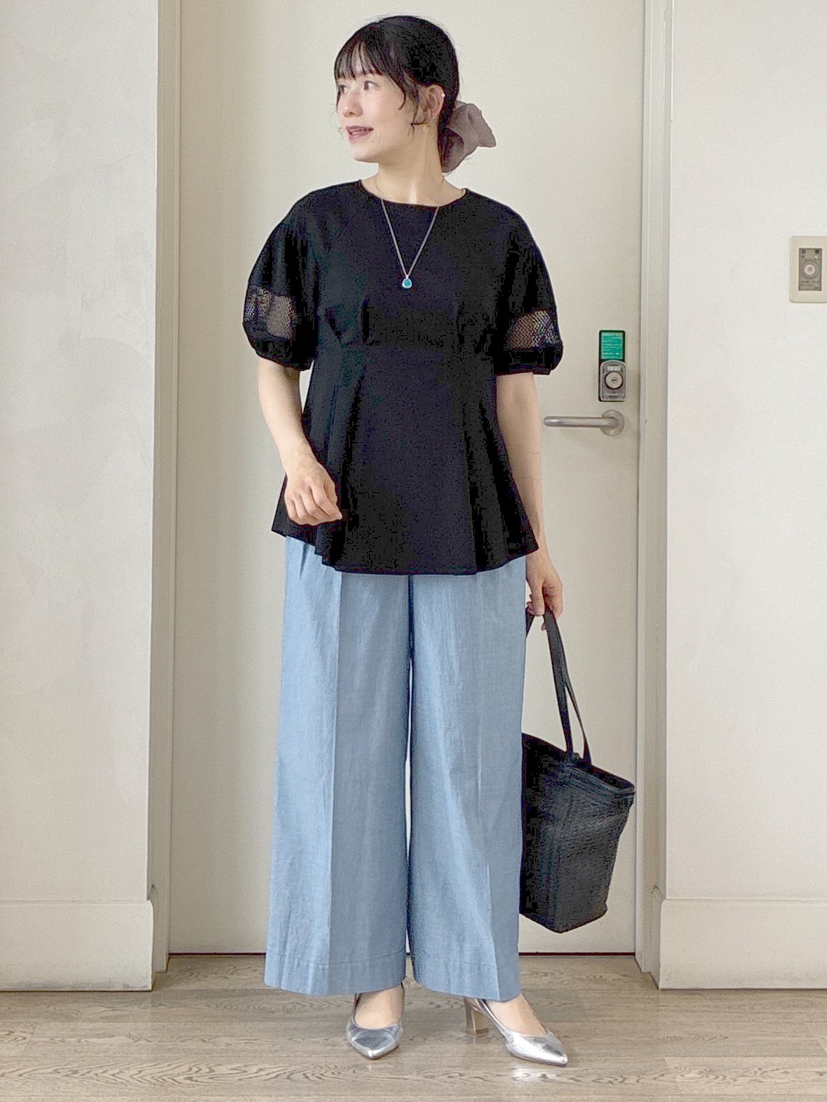  beni_gingerさんの「Reflect｜メッシュ切り替えスリーブトップス」を使ったコーディネート