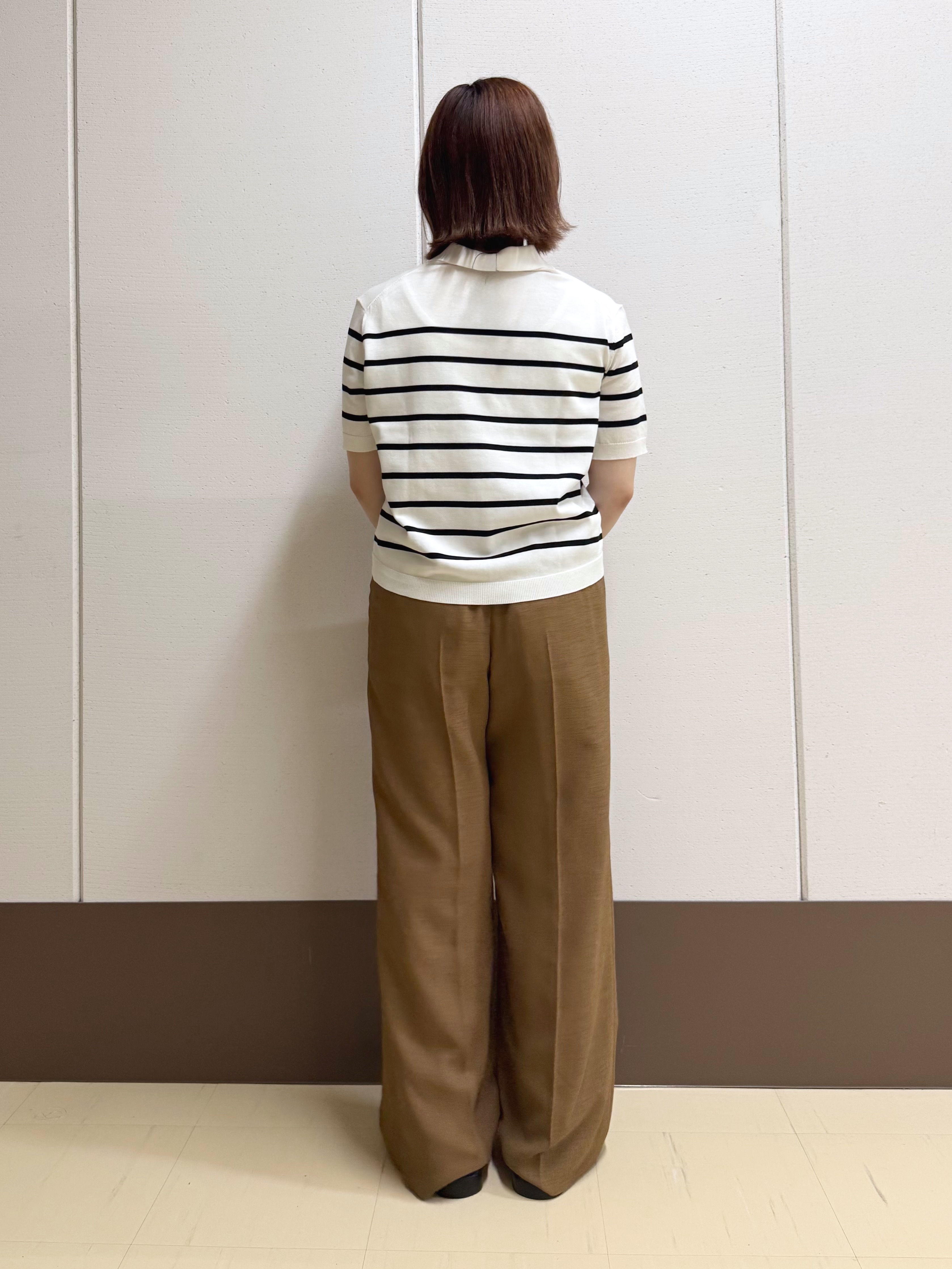 Rikoさんの「INDIVI｜【洗える／コットン】ドライタッチさらりポロ襟ニットT」を使ったコーディネート
