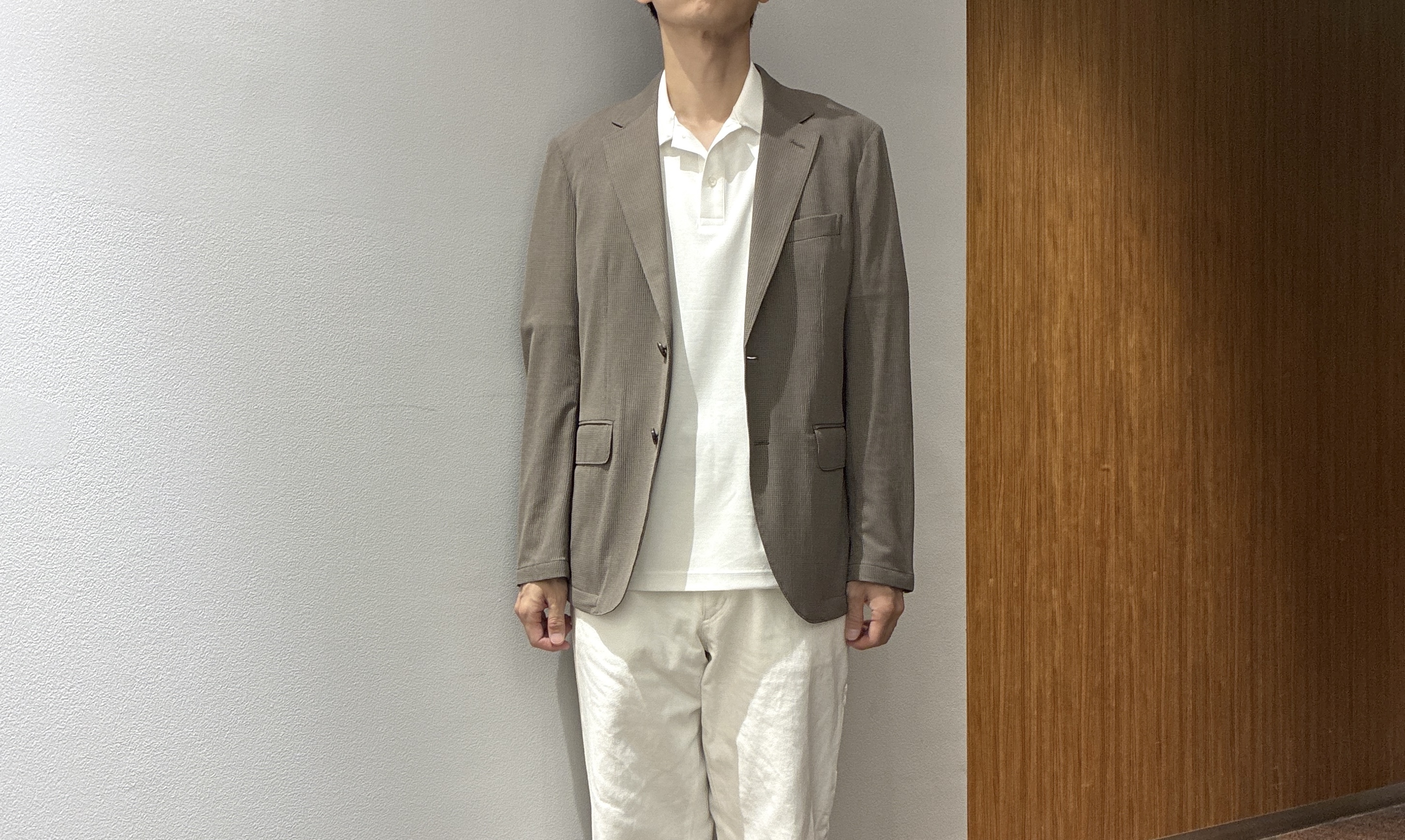 わいずみさんの「TAKEO KIKUCHI｜【Begin5月号掲載/通気性】トリコットサッカー ジャケット」を使ったコーディネート