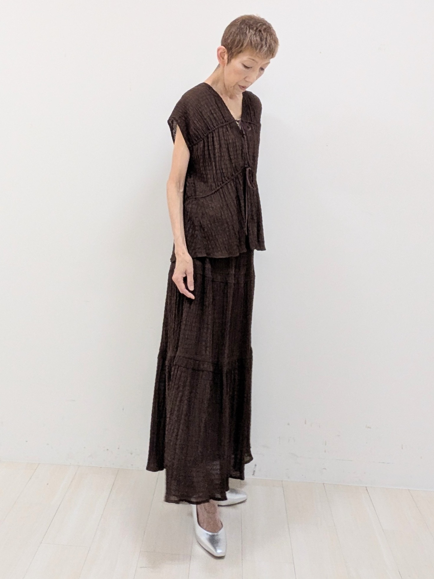 sachiさんの「Reflect｜七分袖ニットカーディガン」を使ったコーディネート