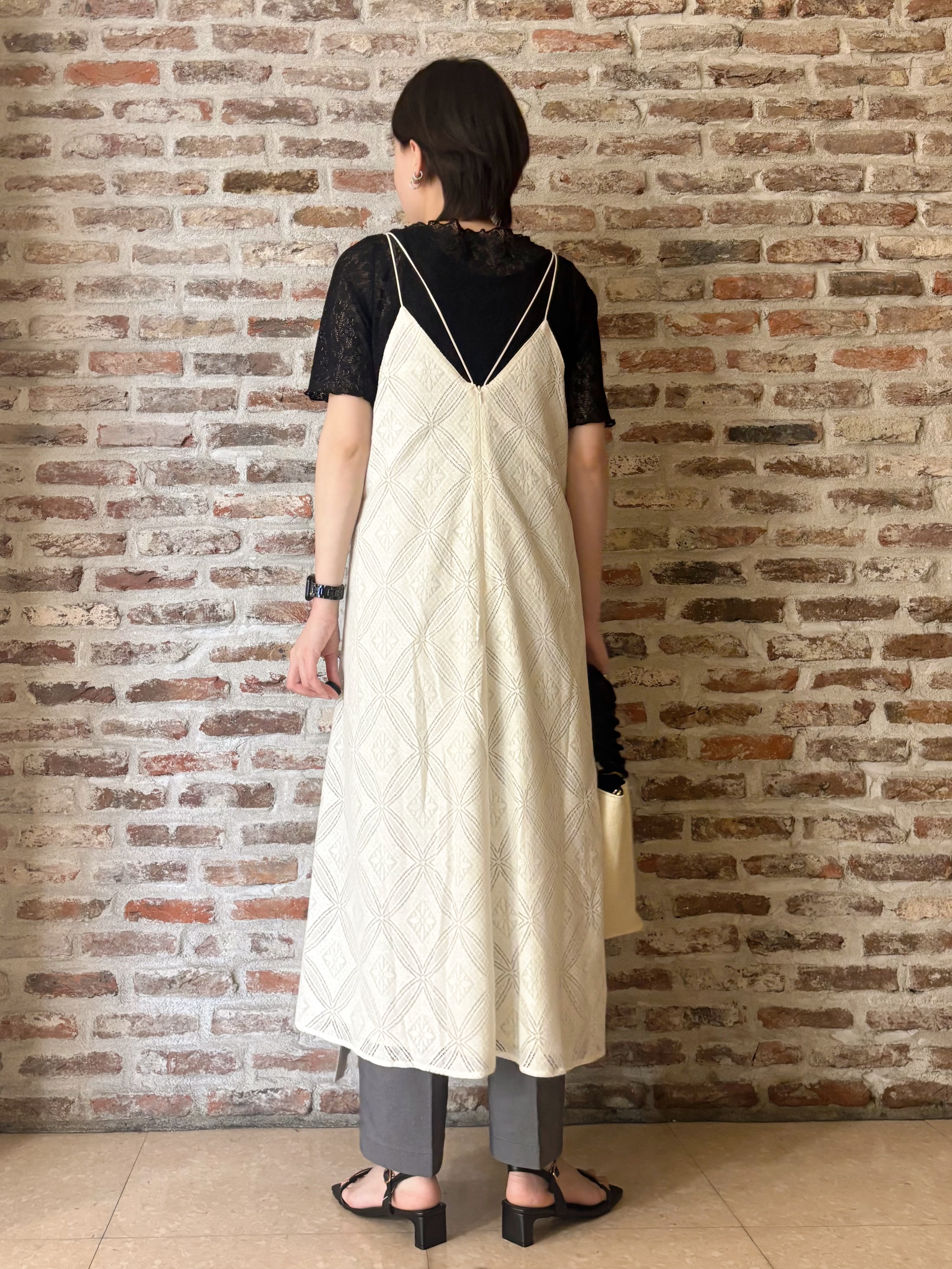 しばさんの「THE SHOP TK｜繊細で上品な レース5分袖トップス」を使ったコーディネート