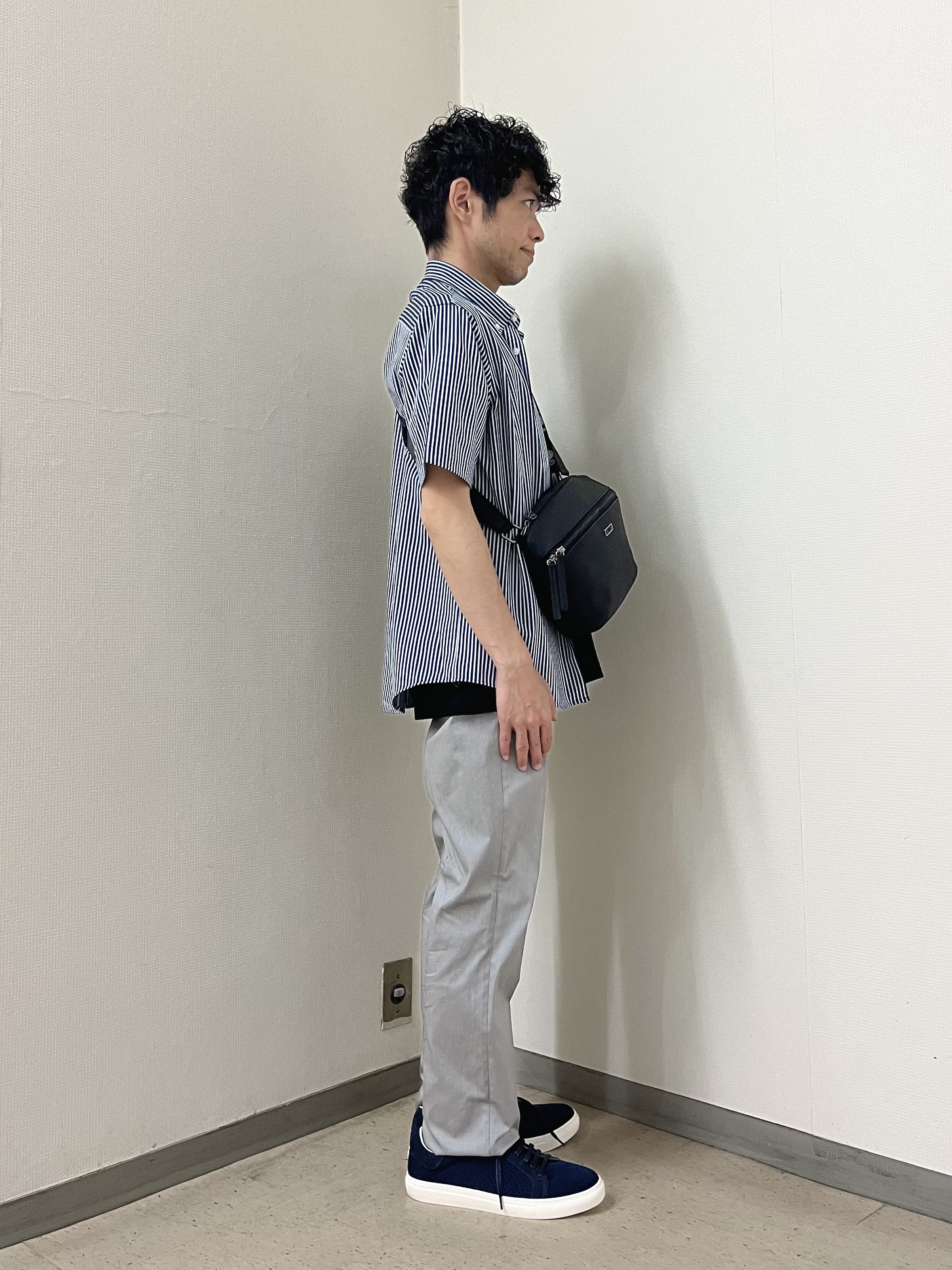 URAさんの「TAKEO KIKUCHI｜【接触冷感】ジャージストライプ シャツ」を使ったコーディネート