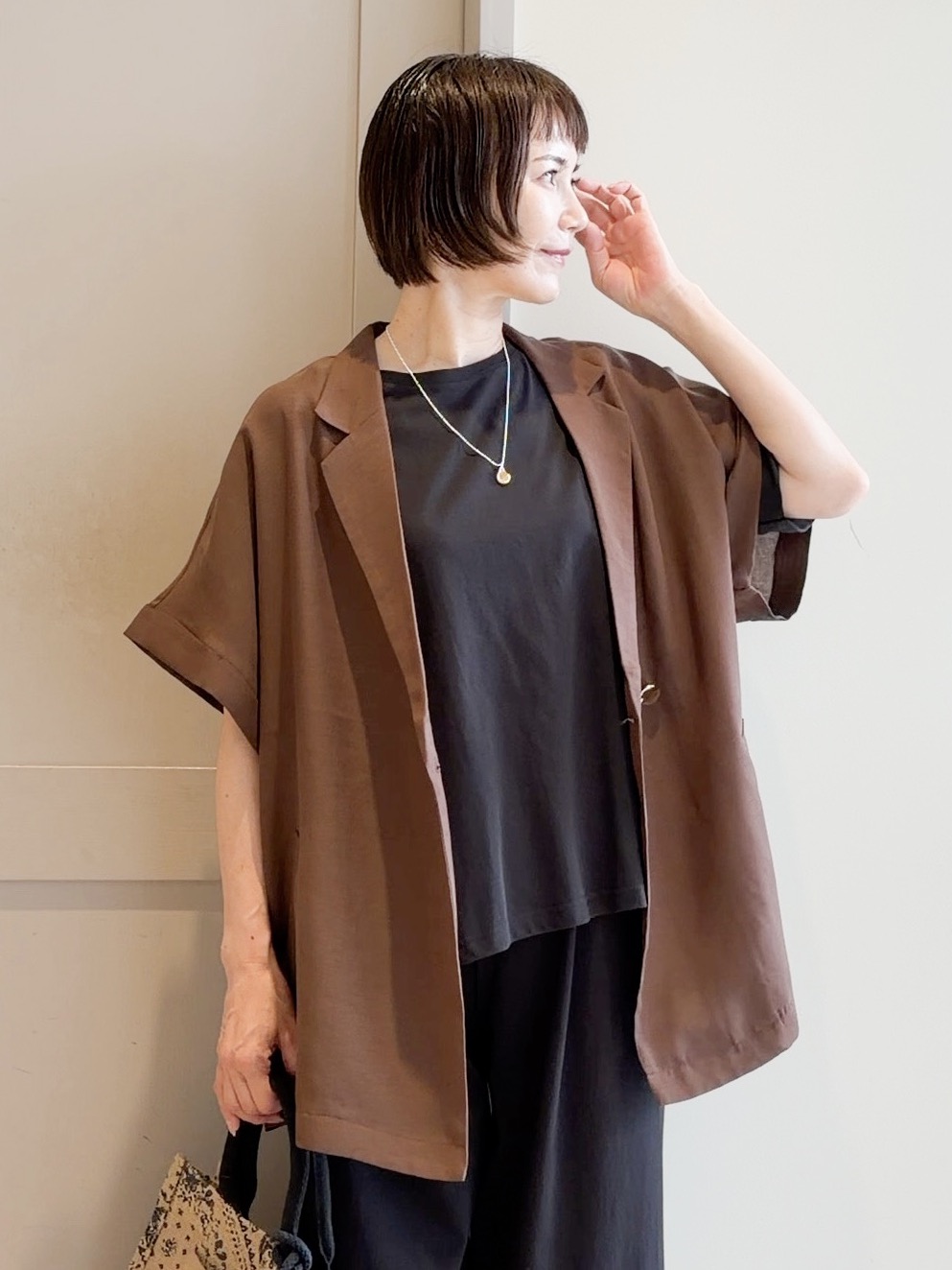 yamakoさんの「grove｜【洗濯機OK・ひんやり/SETUP可】シワになりにくいハーフスリーブジャケット」を使ったコーディネート