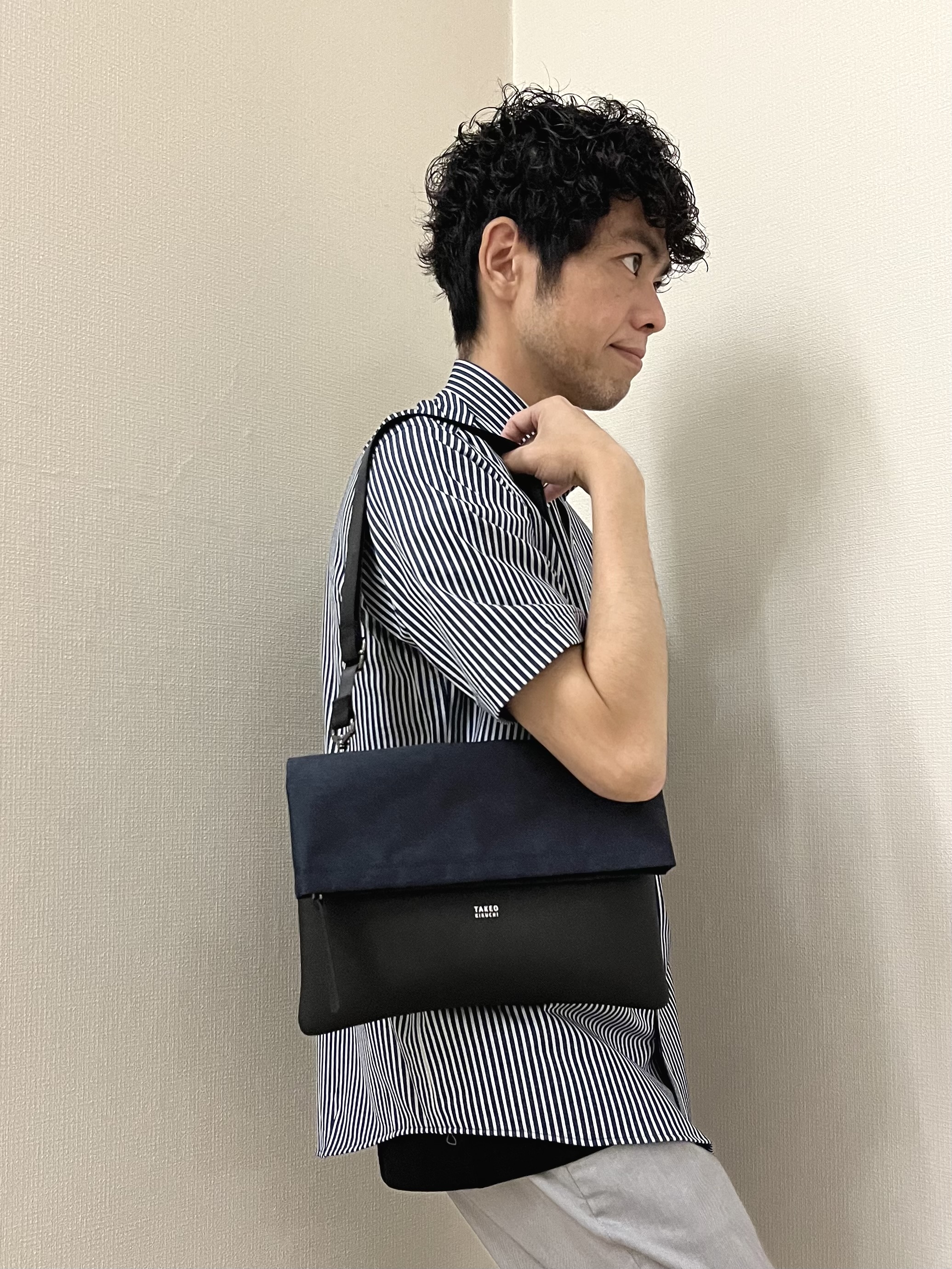 URAさんの「TAKEO KIKUCHI｜【接触冷感】ジャージストライプ シャツ」を使ったコーディネート
