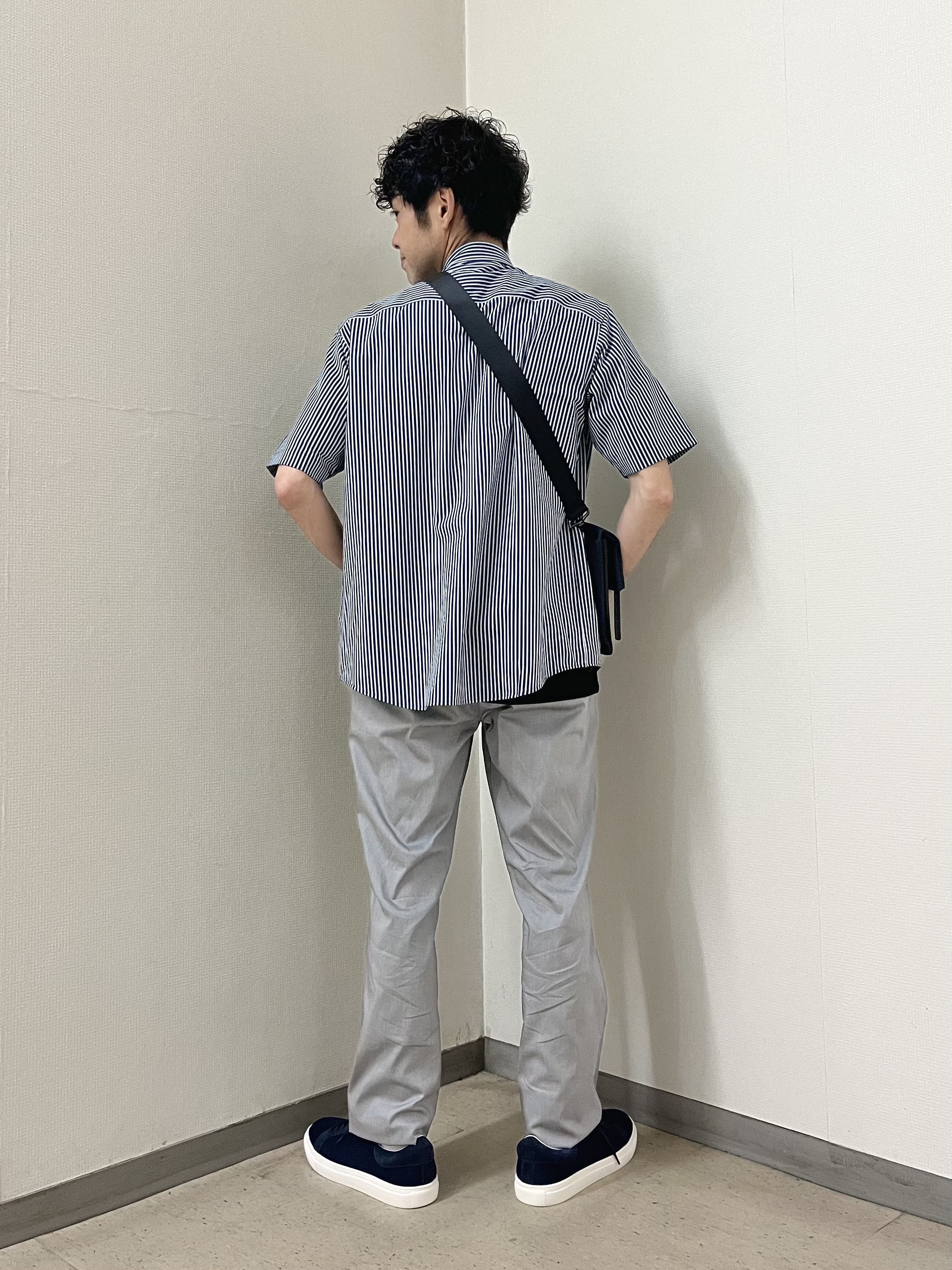 URAさんの「TAKEO KIKUCHI｜【接触冷感】ジャージストライプ シャツ」を使ったコーディネート