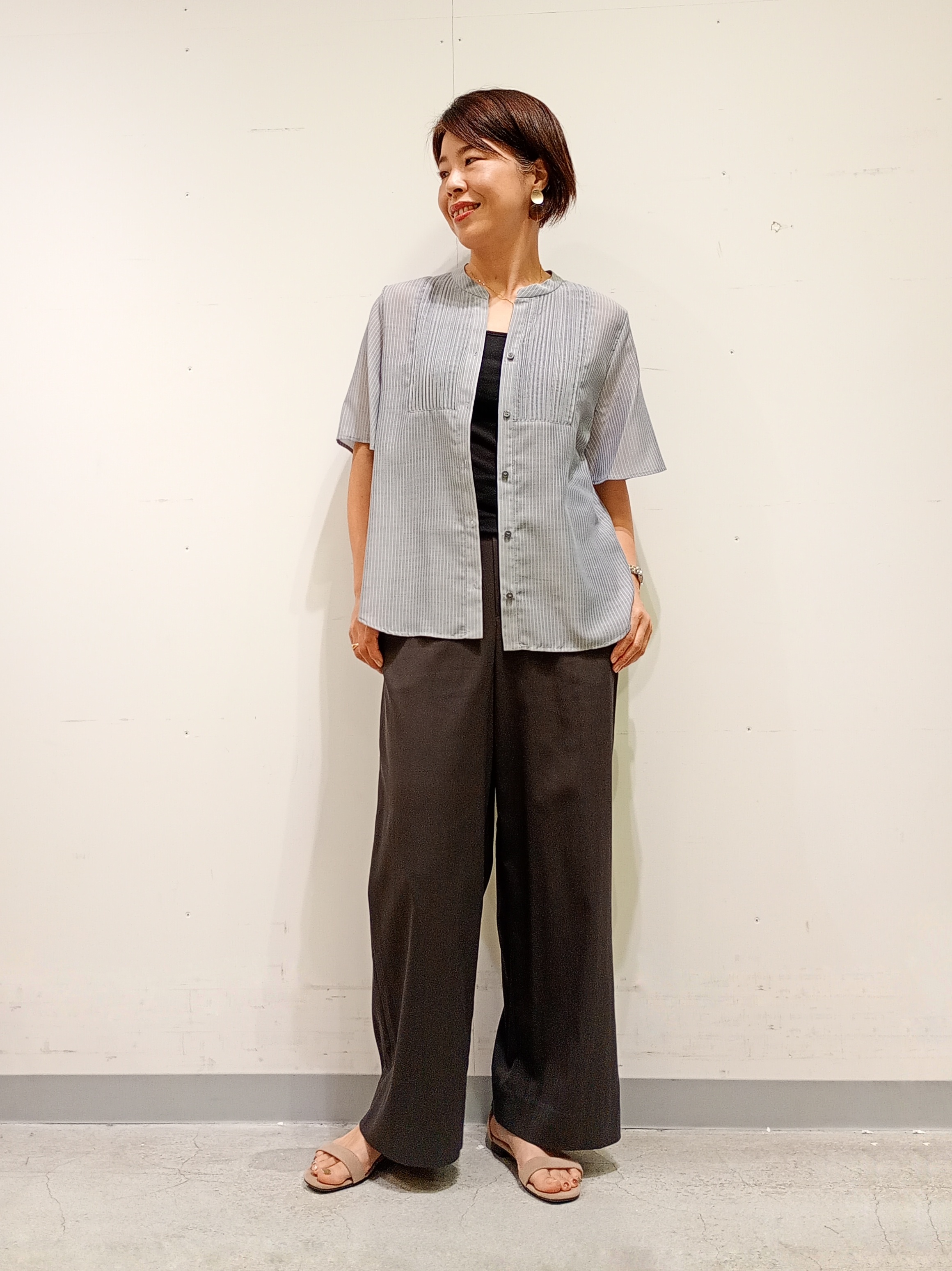 Kさんの「INDIVI｜【接触冷感/洗える】シアーシャンブレーピンタックブラウス」を使ったコーディネート