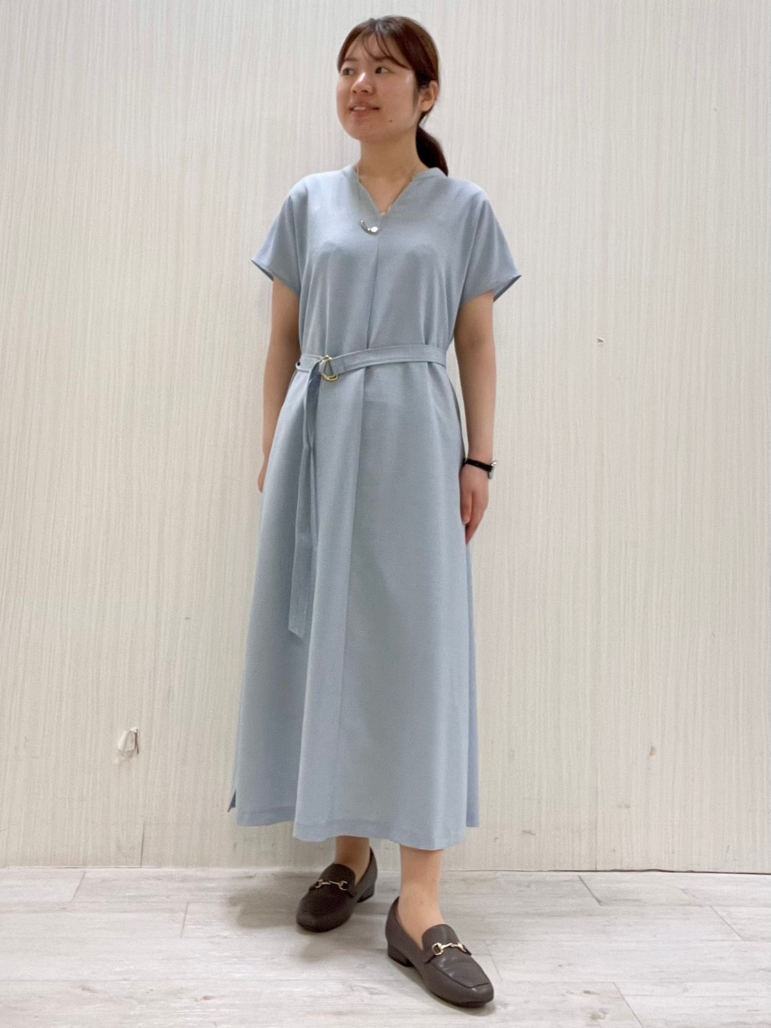 Mさんの「UNTITLED｜【UV/接触冷感/遮熱/通気性】スラブバンドカラーワンピース」を使ったコーディネート