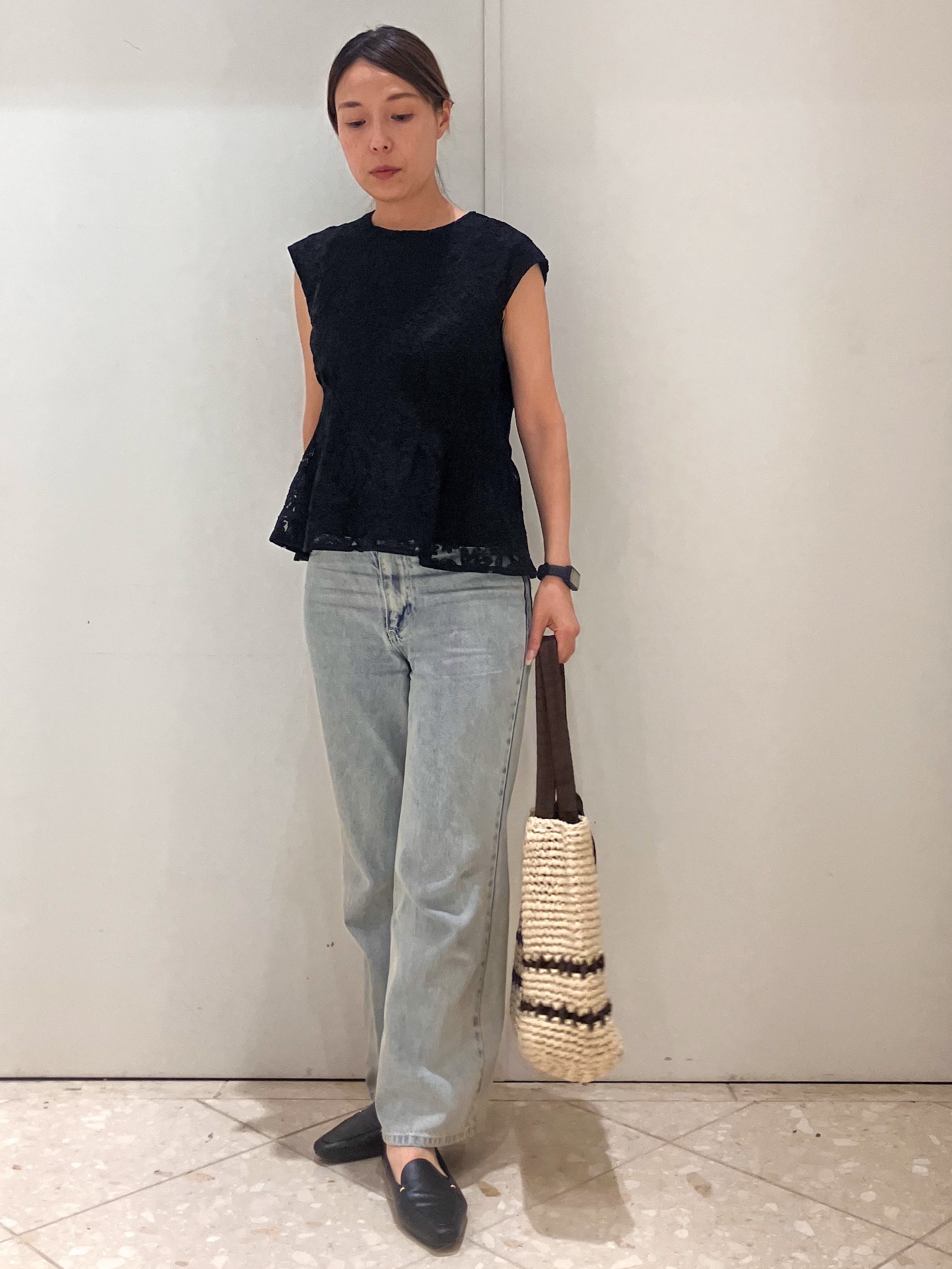  Maruさんの「OPAQUE.CLIP｜シアーフラワー刺繍ペプラムブラウス【イージーアイロン／洗濯機OK】」を使ったコーディネート