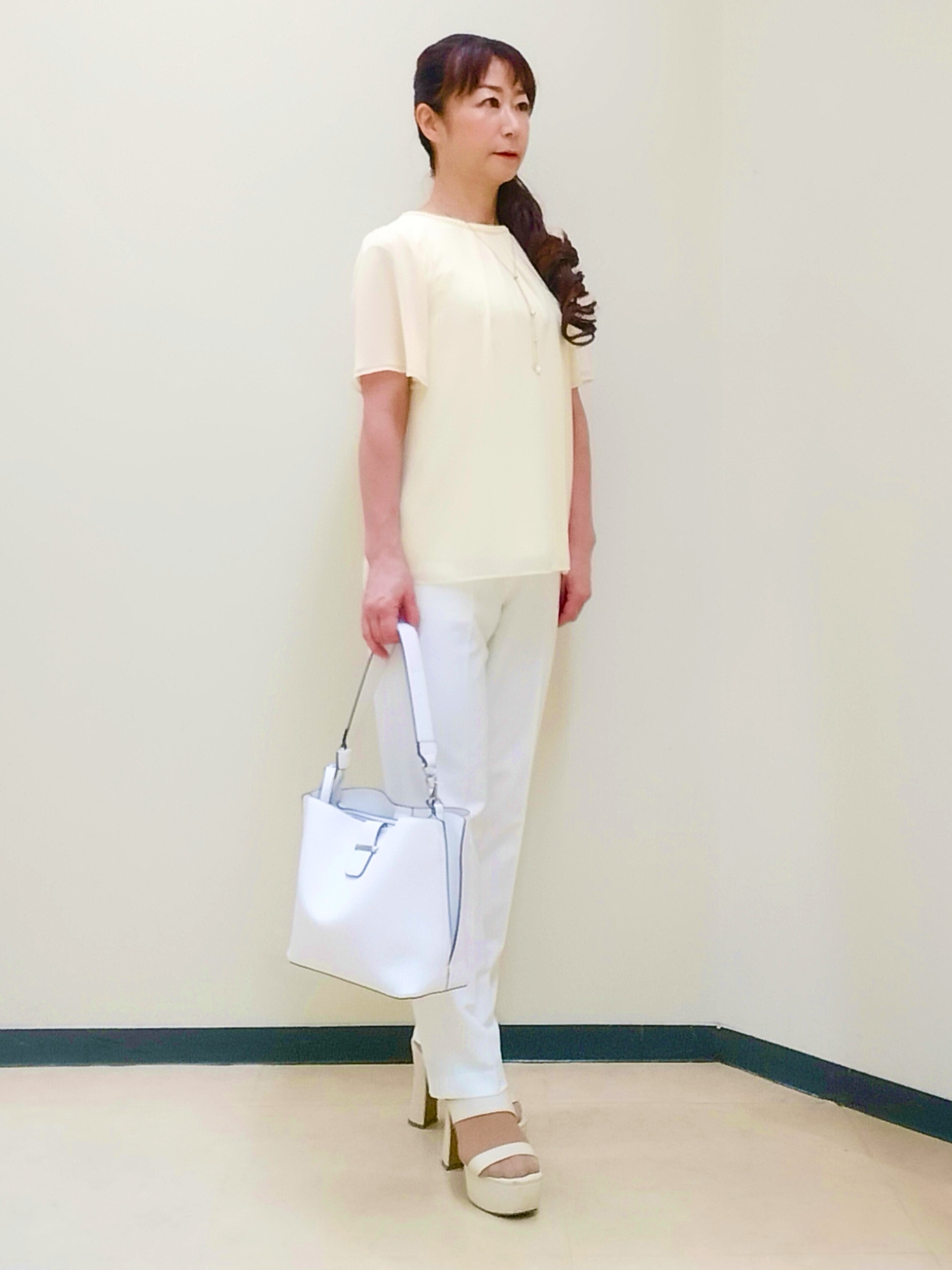 花さんの「Reflect｜【S-4Lサイズ/UVカット／接触冷感】シフォンジャージブラウス」を使ったコーディネート