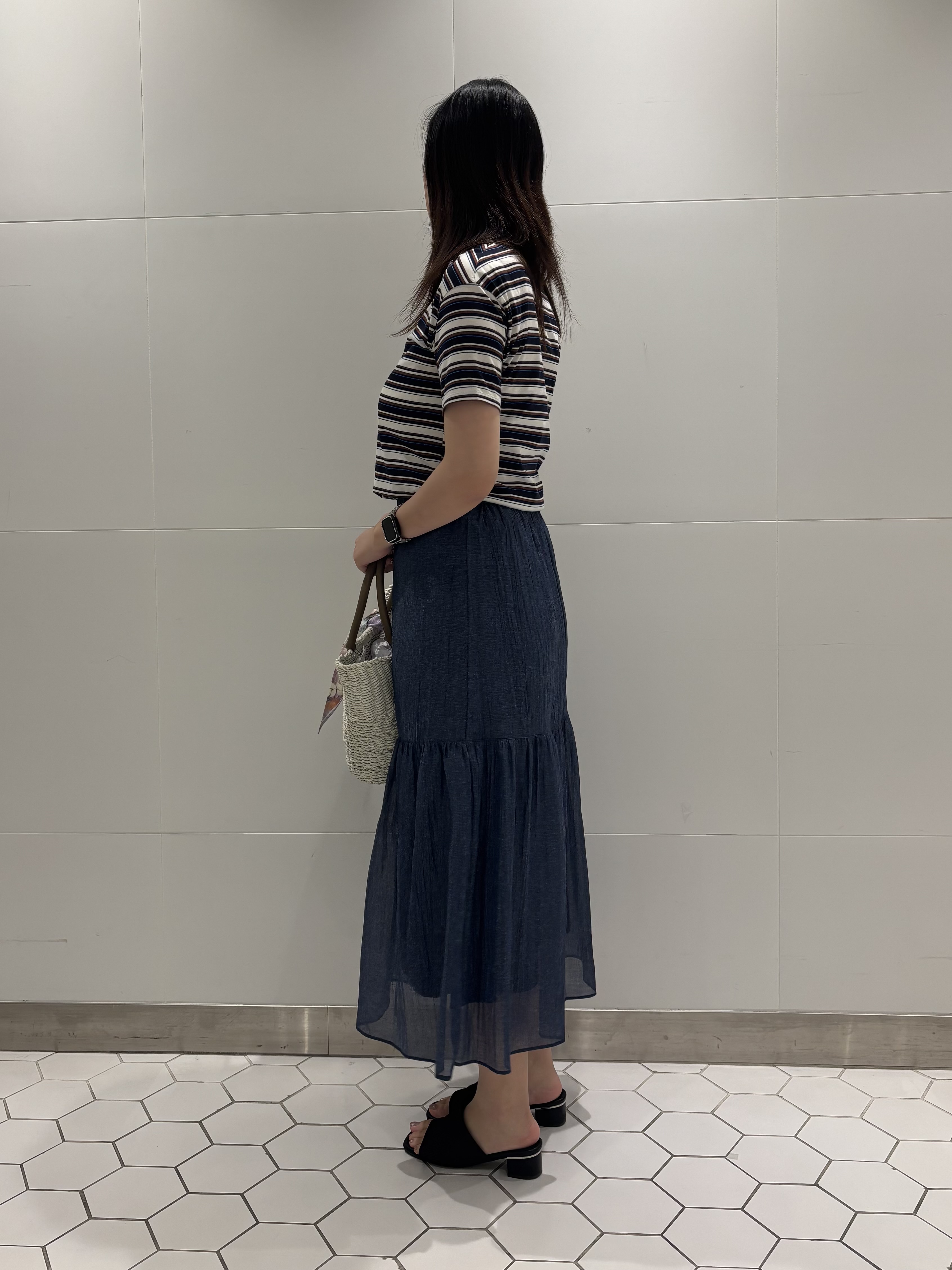 koharuさんの「INDIVI｜【ゆったり／着映え】ボーダーリラクシーTシャツ」を使ったコーディネート