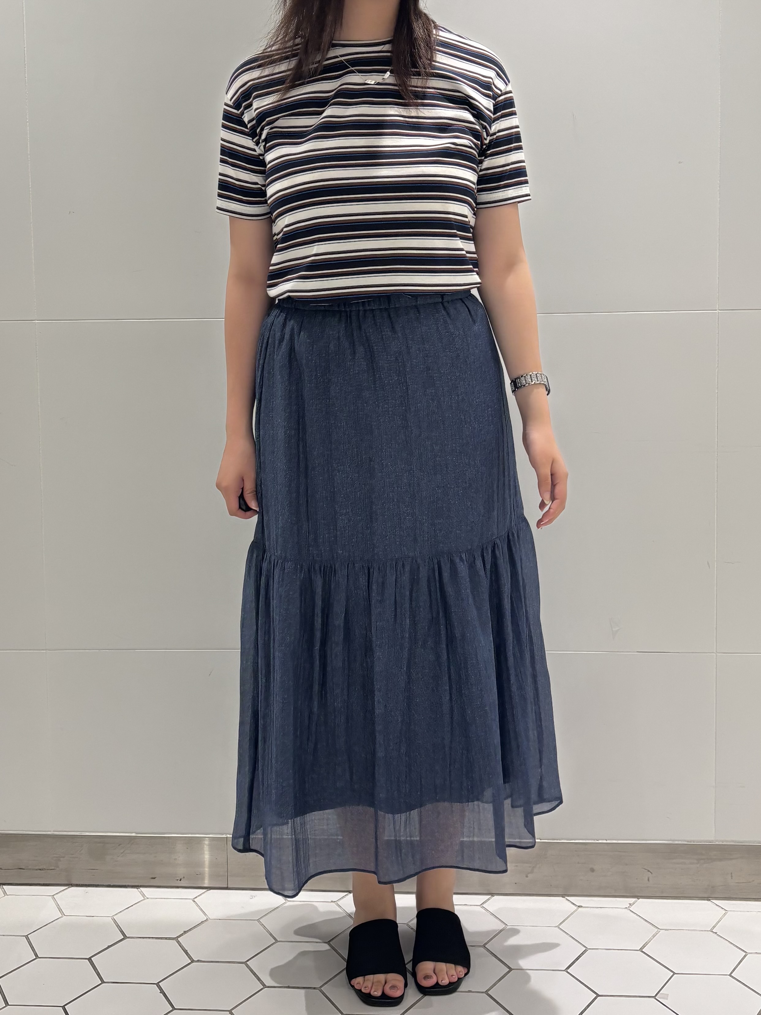 koharuさんの「INDIVI｜【ゆったり／着映え】ボーダーリラクシーTシャツ」を使ったコーディネート