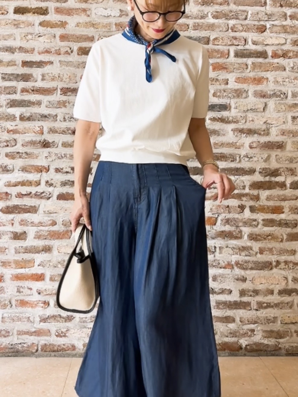 Yasucoさんの「Dessin｜【9色展開/接触冷感/UVカット】ドライタッチサマーニットT」を使ったコーディネート