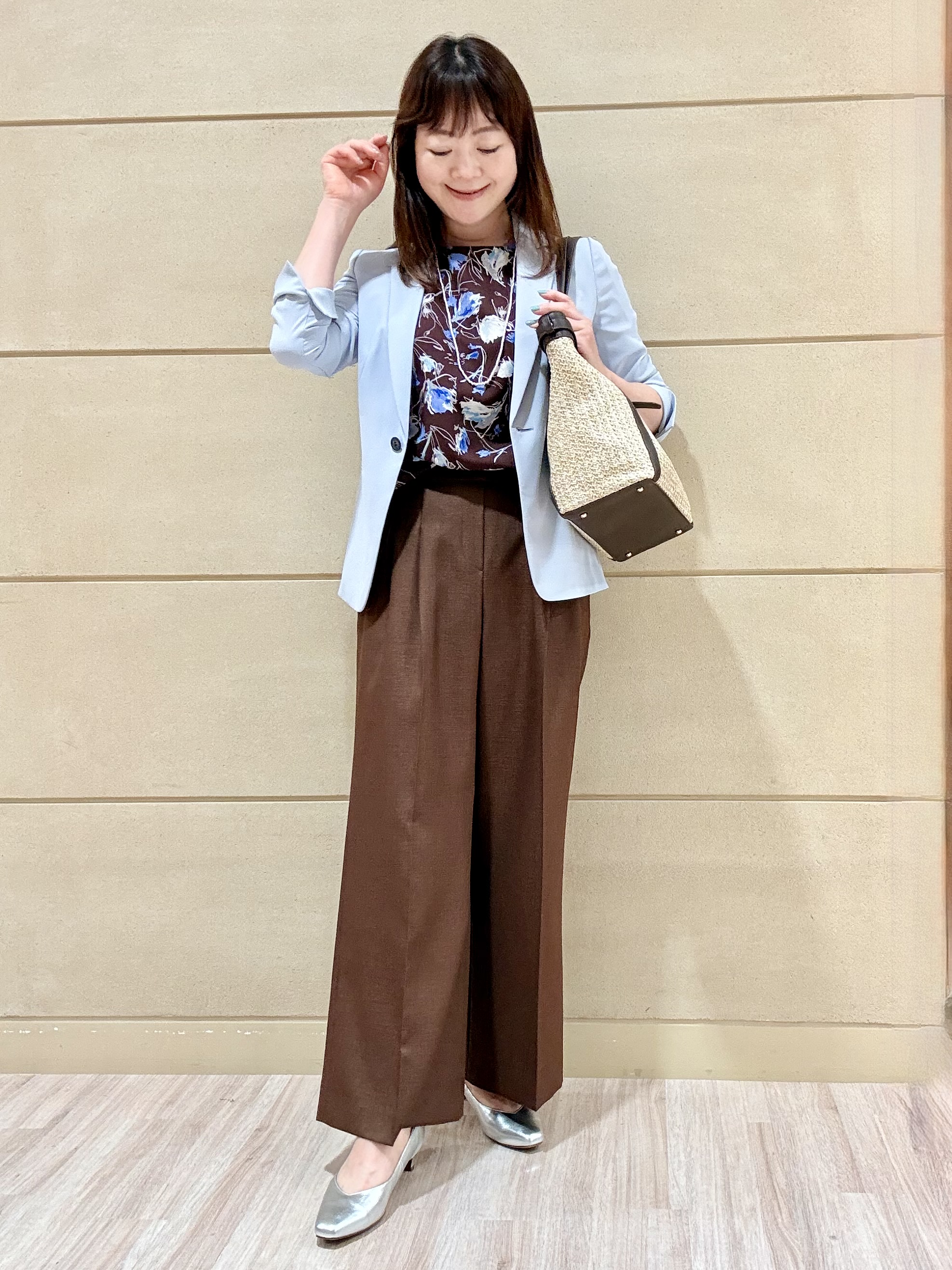 Marさんの「Reflect｜【セットアップ可】ボタニカル調プリントブラウス」を使ったコーディネート