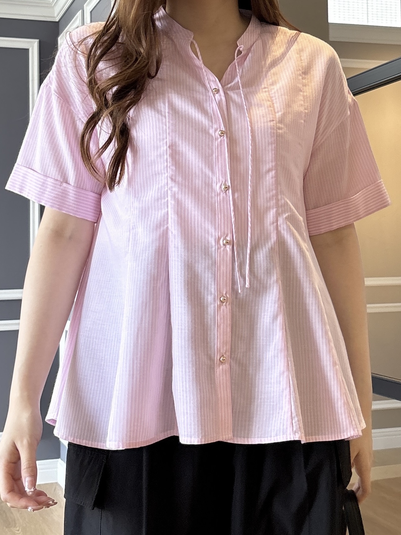 sayaさんの「grove｜【洗濯機OK・ひんやり】さらっと軽やか、夏のフレアシャツ」を使ったコーディネート